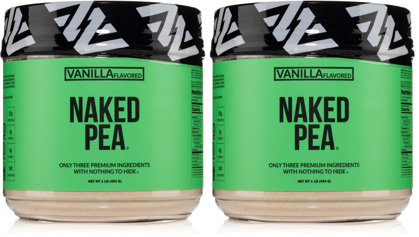 NAKED Vanilla Pea Protein Isolate Powder, 1 lb (Pack of 2), 32 Servings