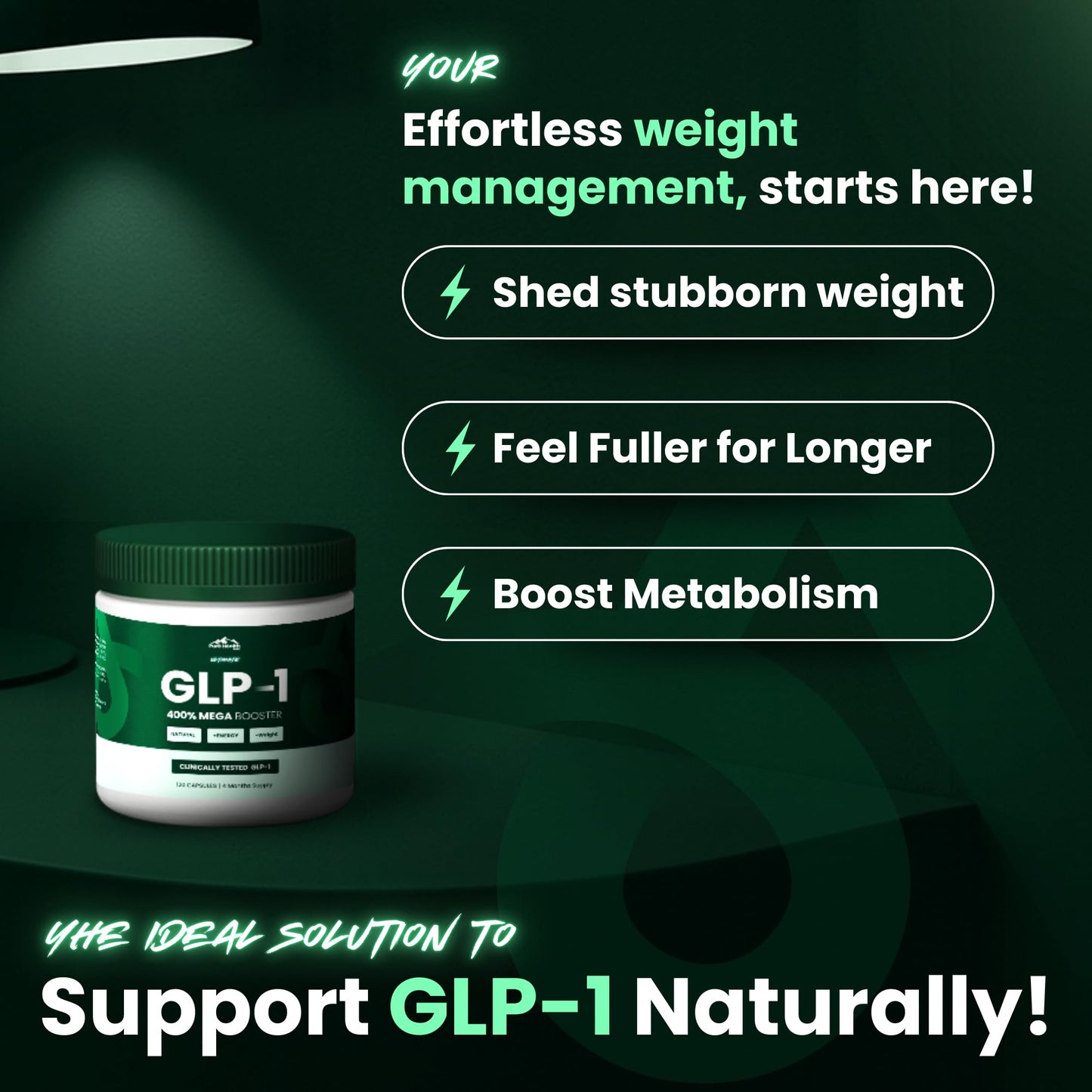 PURE HEALTH MAX Ultimate GLP-1 Akkermansia Probiotic Capsule, 120 Count