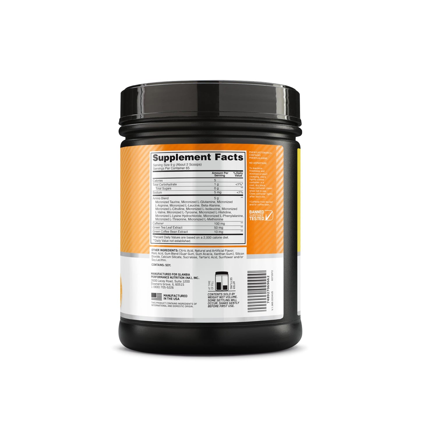 Optimum Nutrition Amino Energy Powder, Citrus Spritz, 20.6 oz