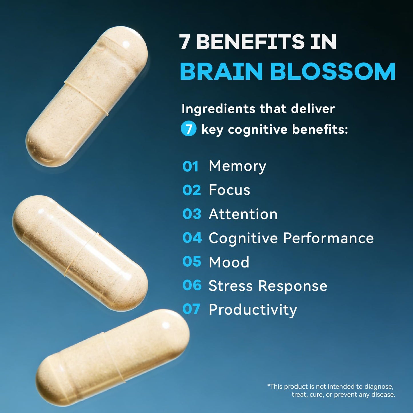 BNH Brain Blossom Brain Supplement for Memory & Focus Capsules 180