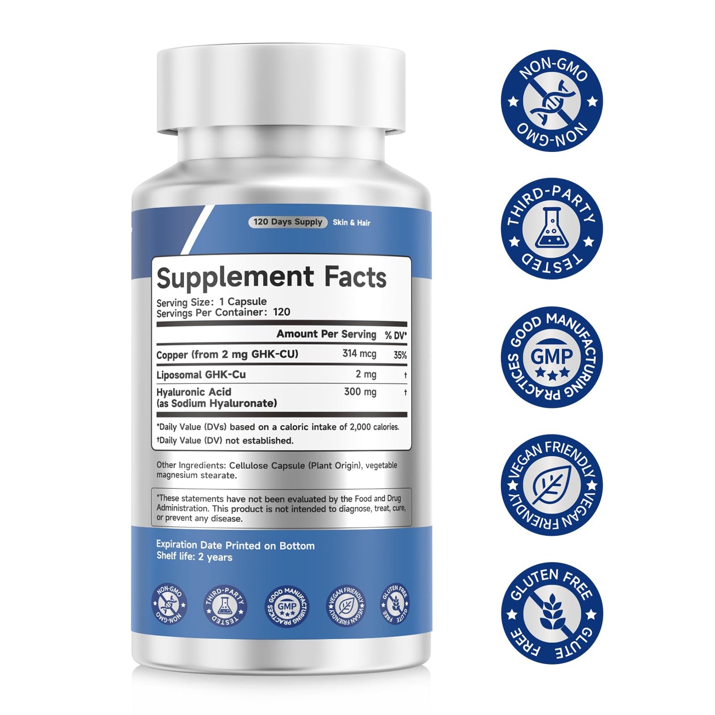 Trawecual GHK-Cu Peptide with Liposomal Delivery for Hair & Skin Support 2mg GHK-Cu Capsules, 240 Count