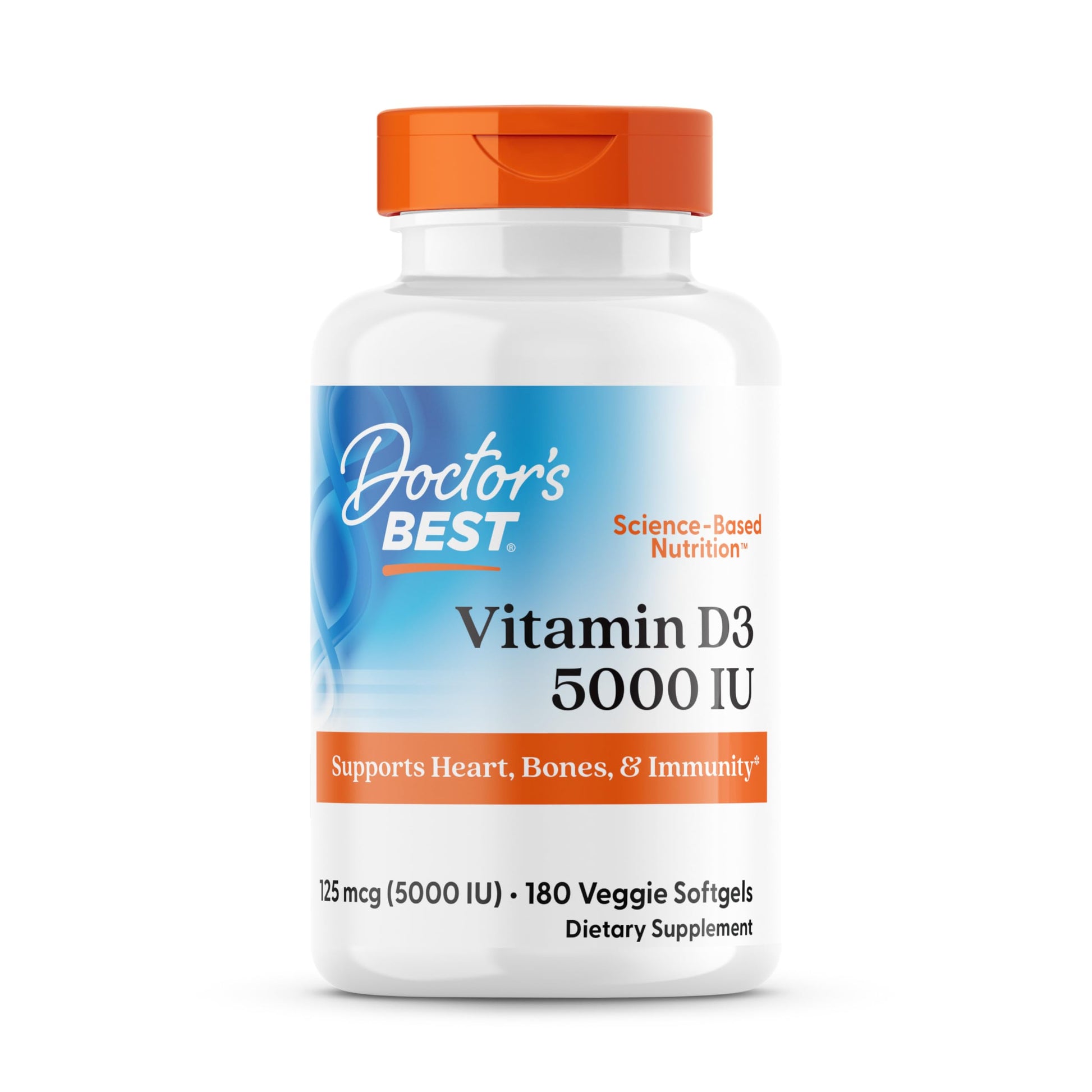 Doctor's BEST Vitamin D3 5000 IU Softgels, 180 Count