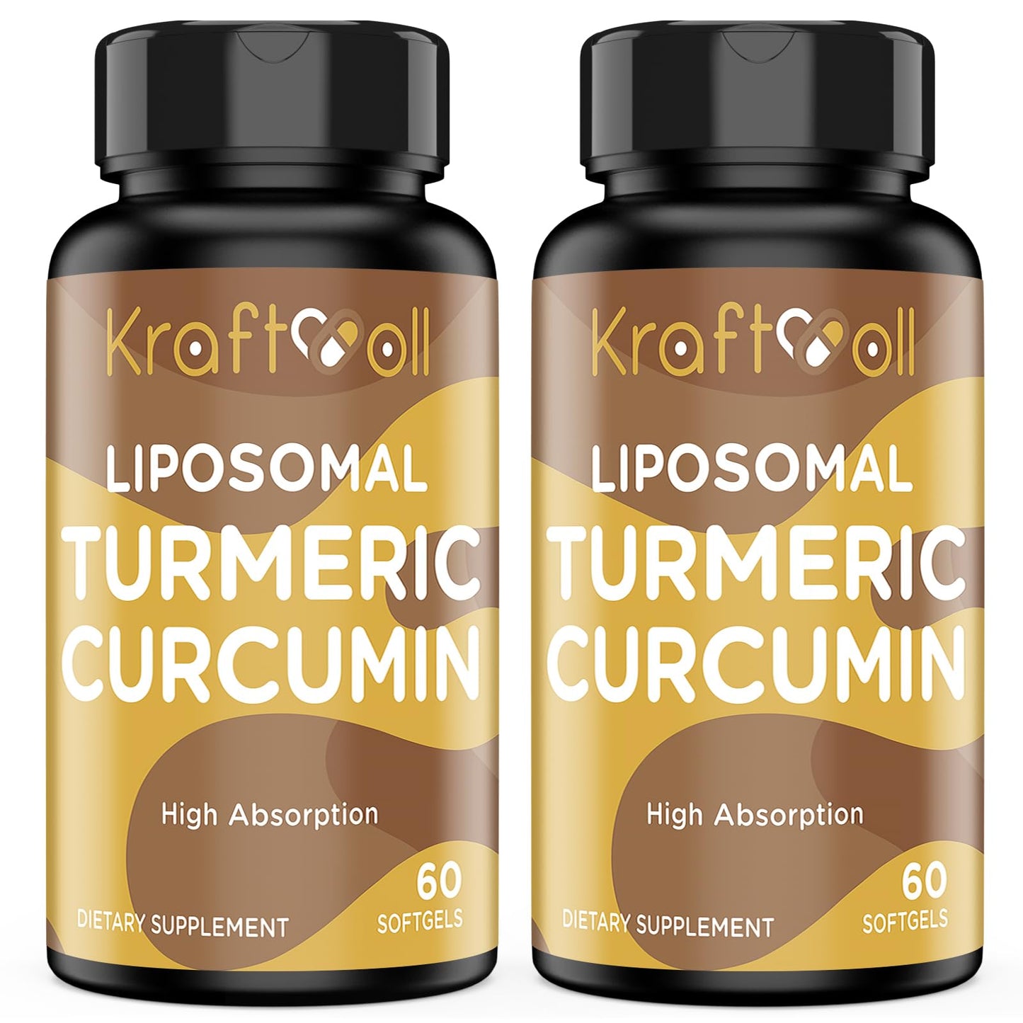 Kraftvoll Liposomal Turmeric Curcumin 2200 mg with Black Pepper for Enhanced Absorption and Joint Support Softgels 120