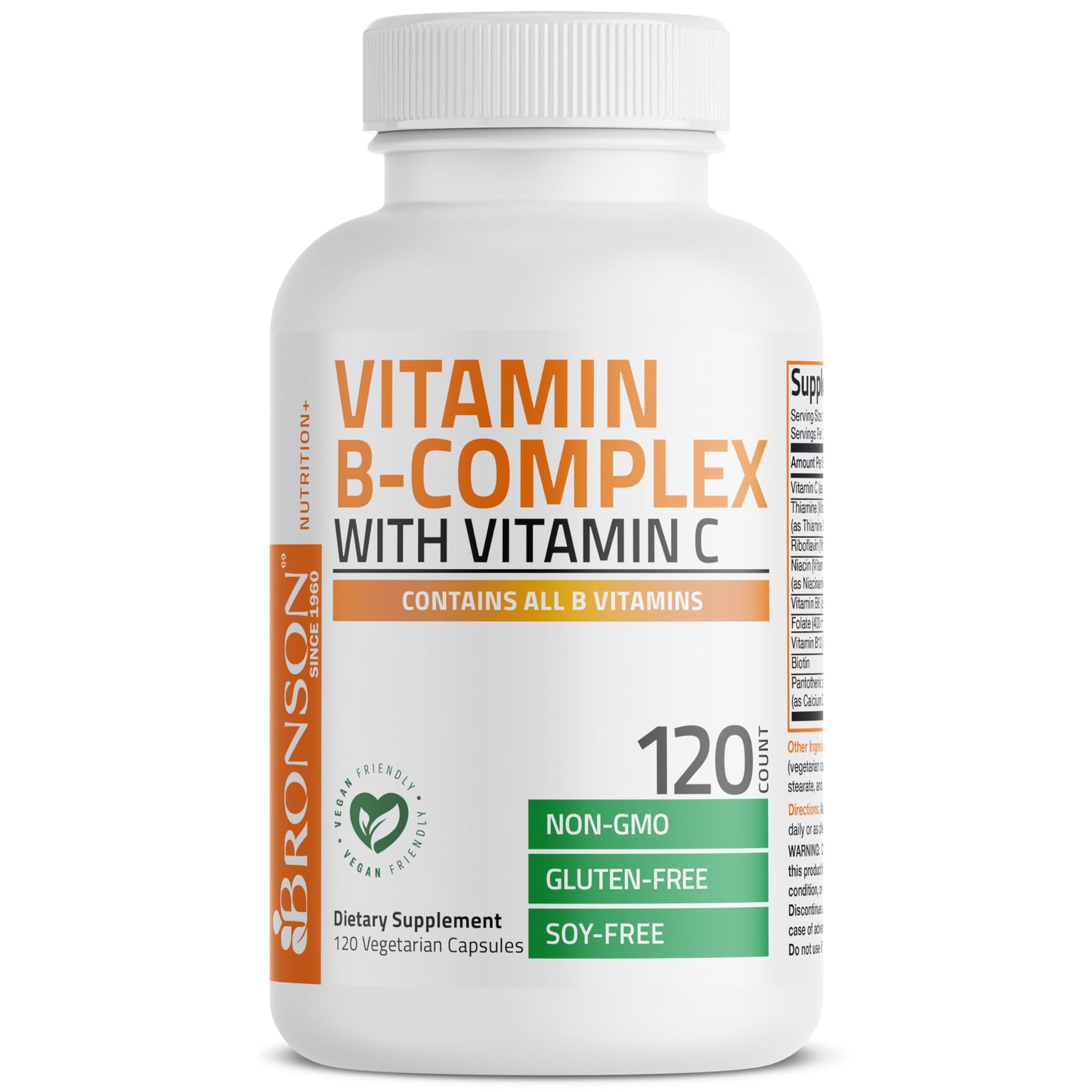 Bronson Vitamin B Complex with Vitamin C Capsules, 120 Capsules