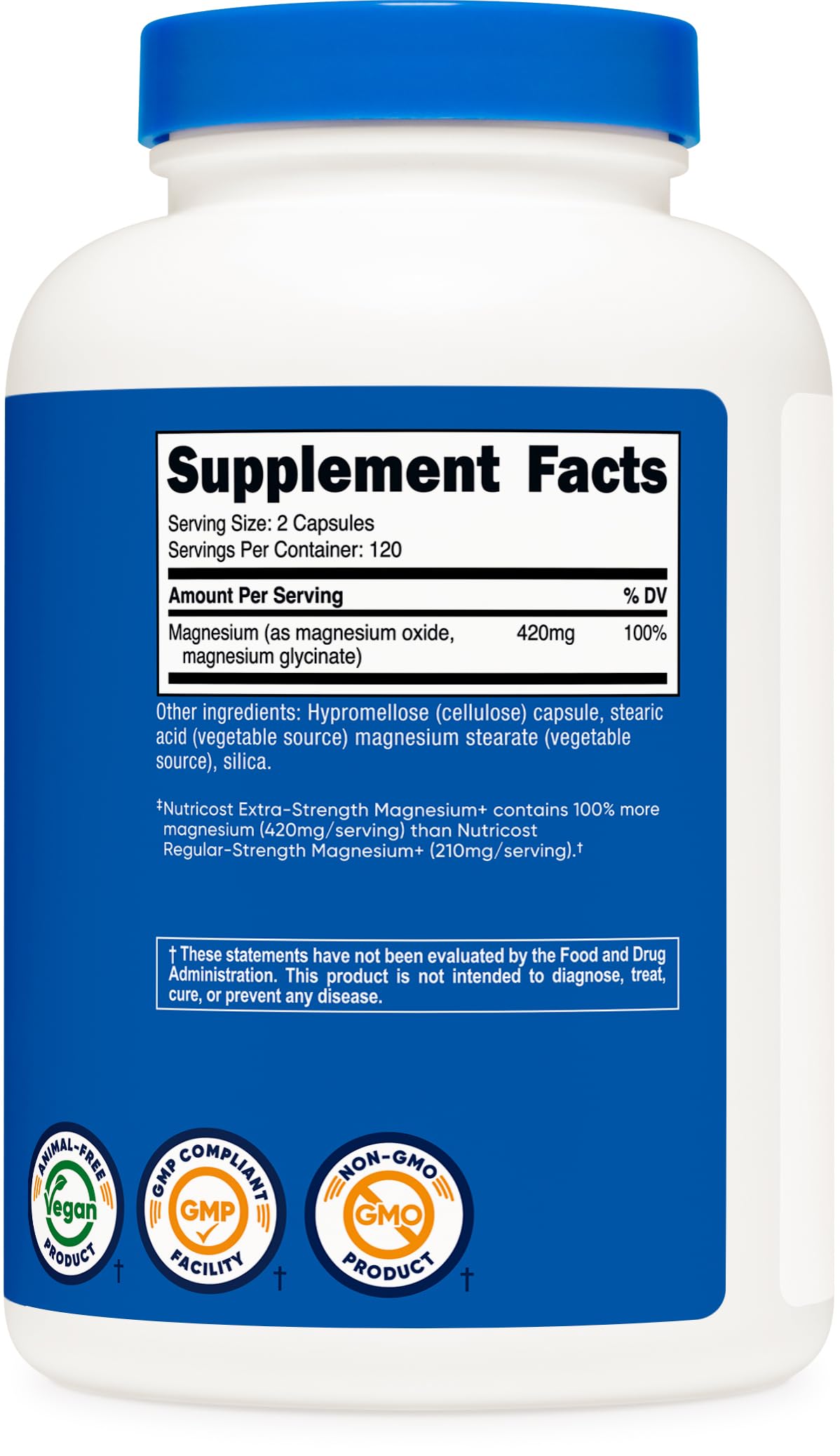 Nutricost Magnesium+ Extra Strength 420mg Capsules, 240 Count