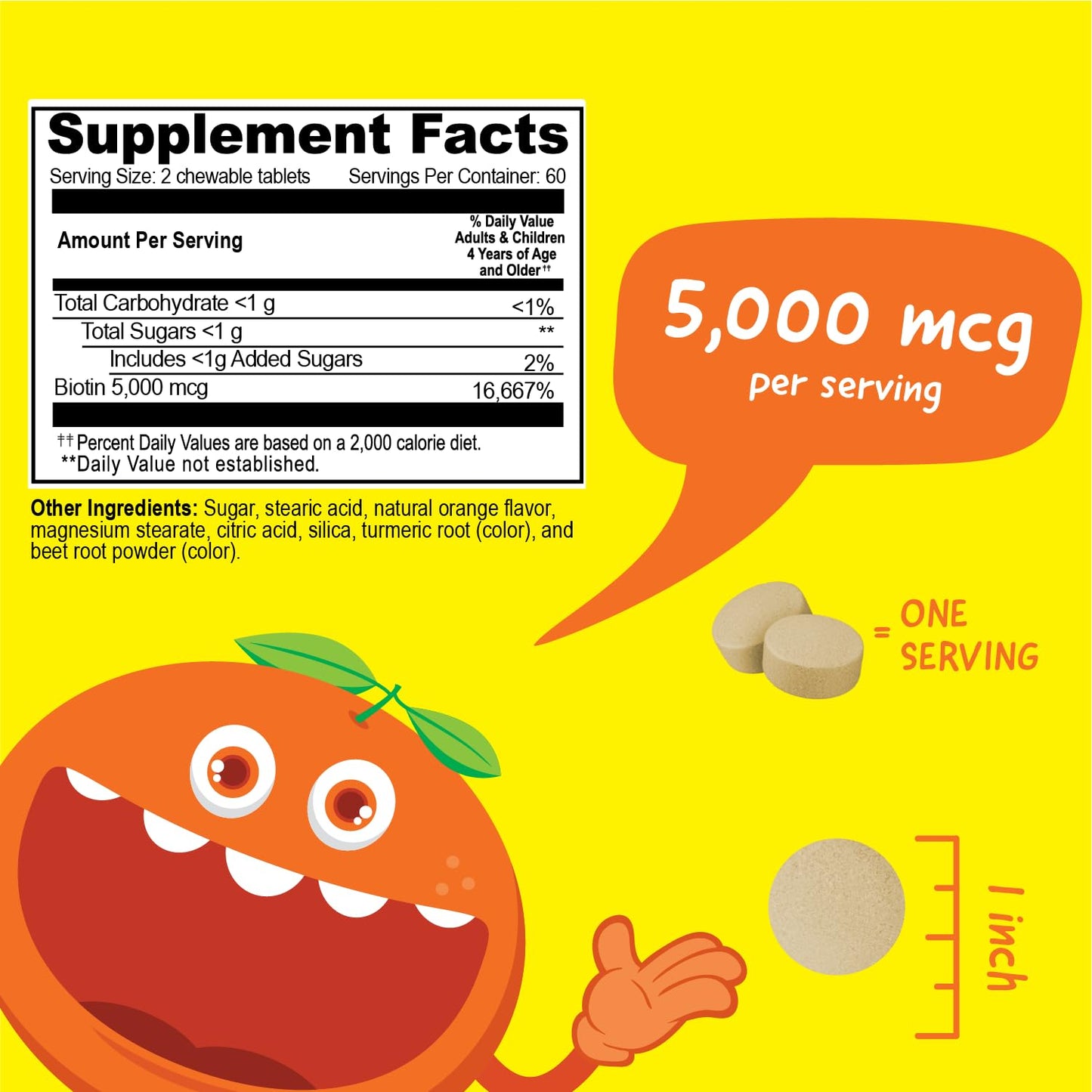 VitaWorks Kids Biotin 5000mcg Chewable Tablets 120 Tablets