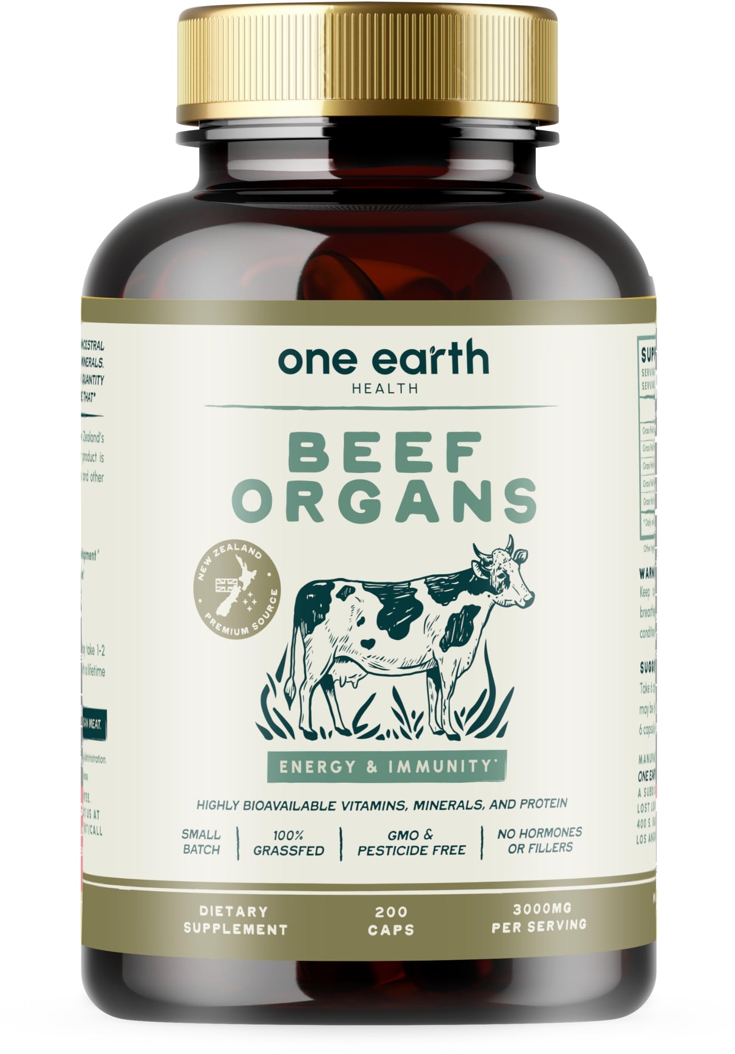 One Earth Health Beef Organs and Heart 120 Capsules