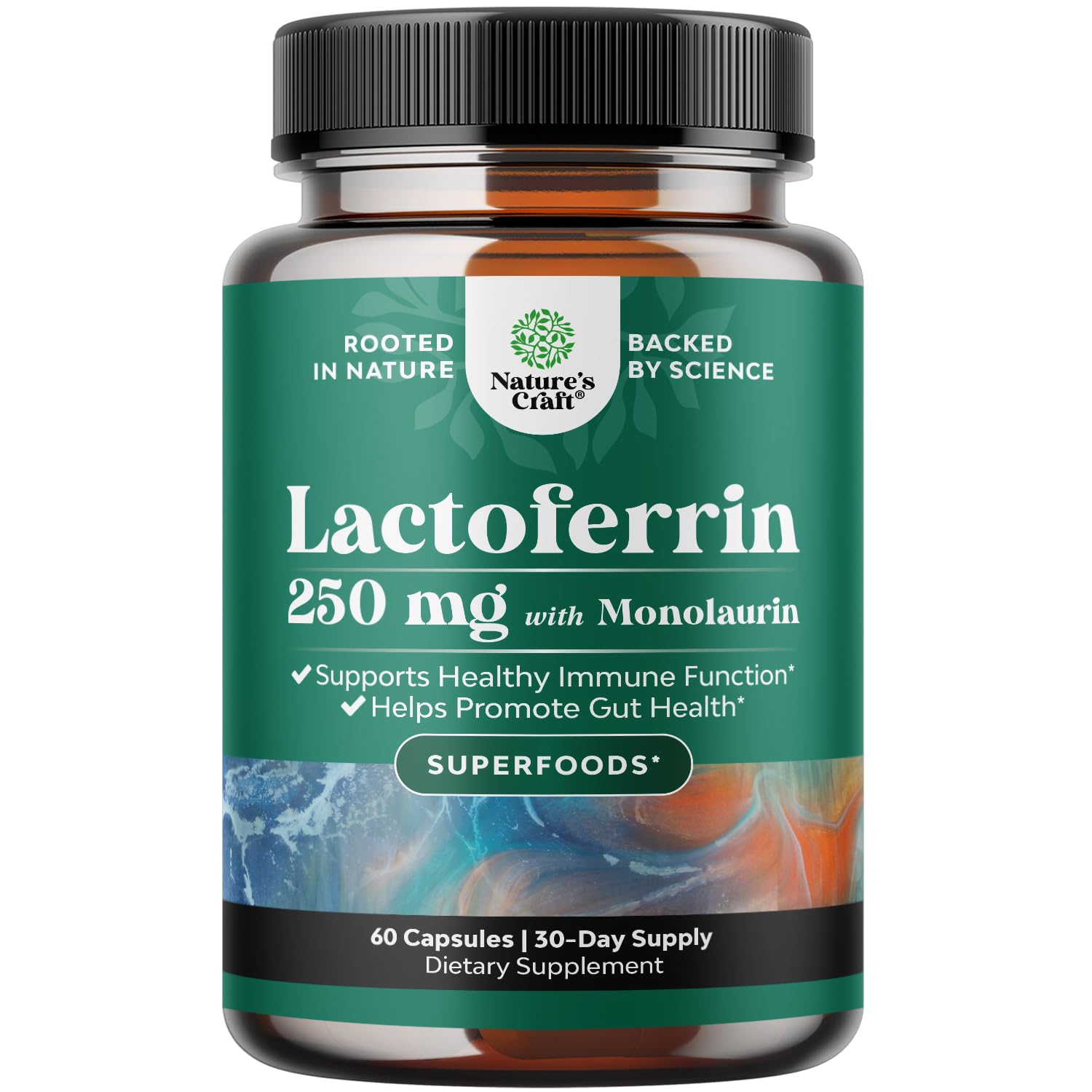 Natures Craft Lactoferrin & Monolaurin Capsule Supplement, 60 Count