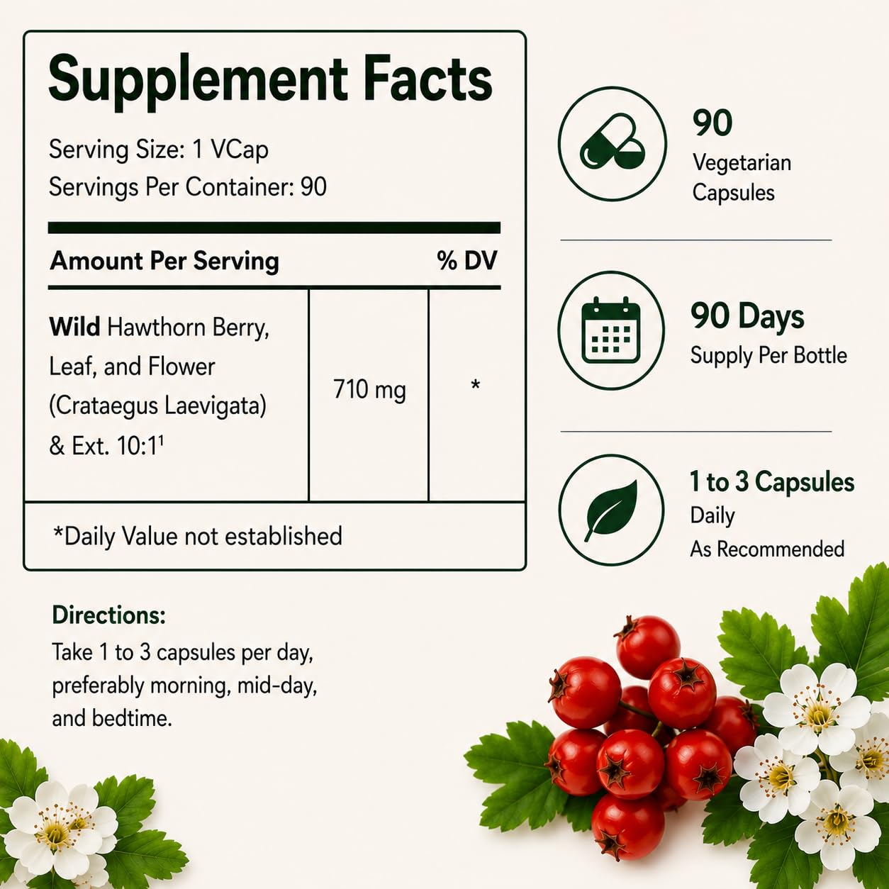 Green Organic Supplements Hawthorn Berry Tablet 90 Count