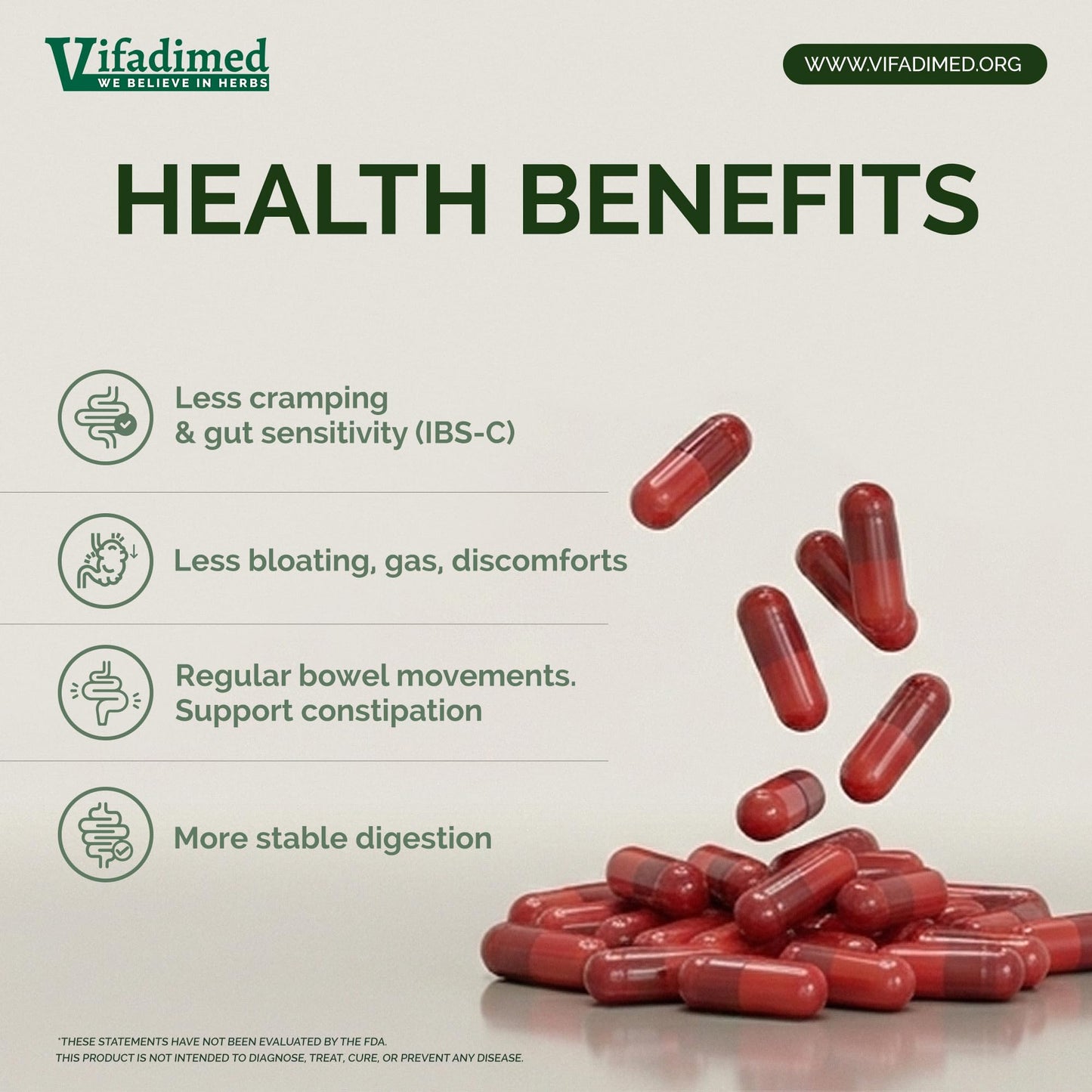 VIFADIMED Smooth Move Bundle for IBS Constipation Support, Gut Motility for Bowel Movement and Regularity, Bloating & Gas Relief, Mucus Production Assist, Lining & Microbiome Support, 180 Capsules