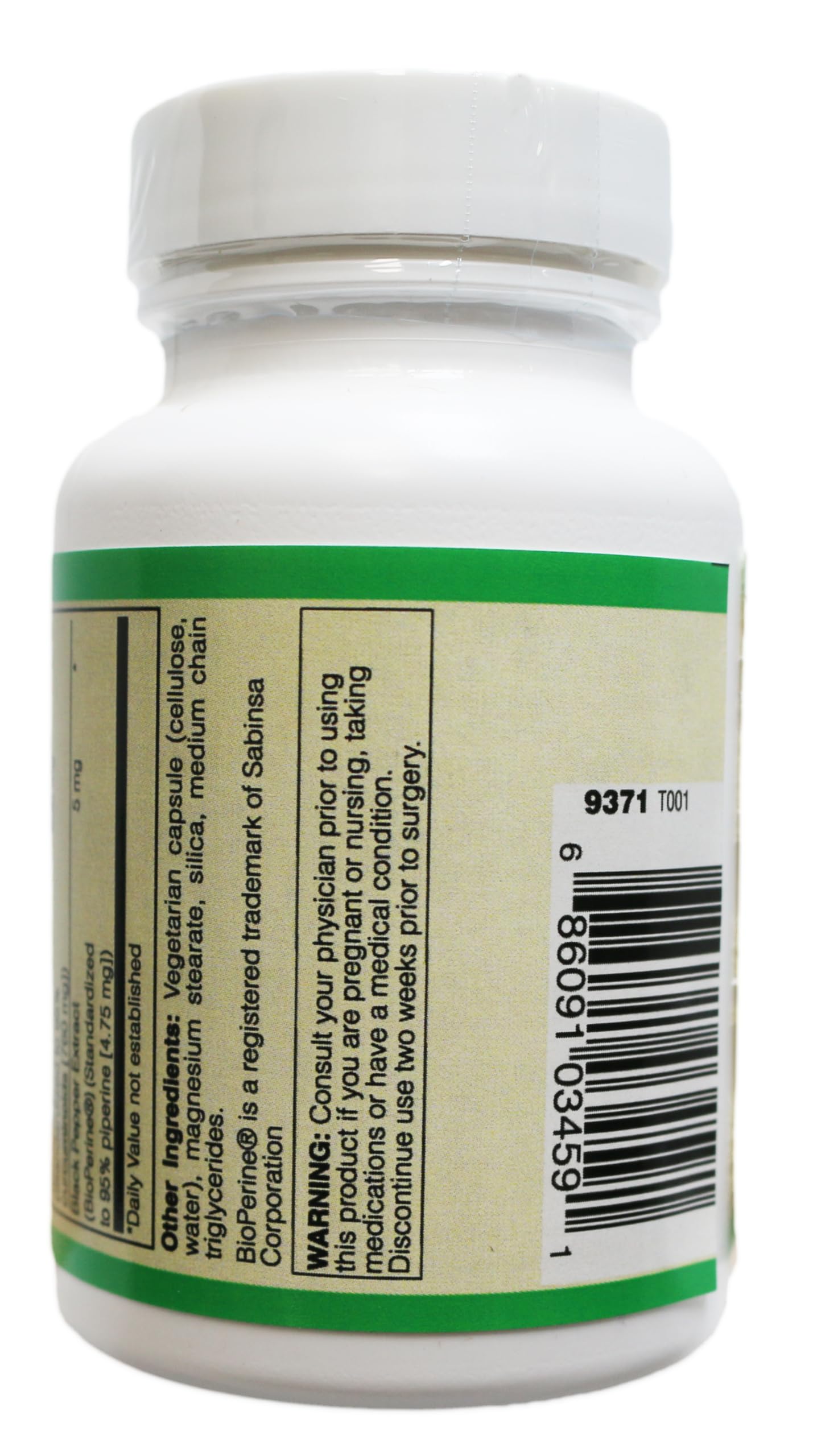 AlchePharma Extra Strength Turmeric 800 mg with Bioperine Capsules, 30 Count