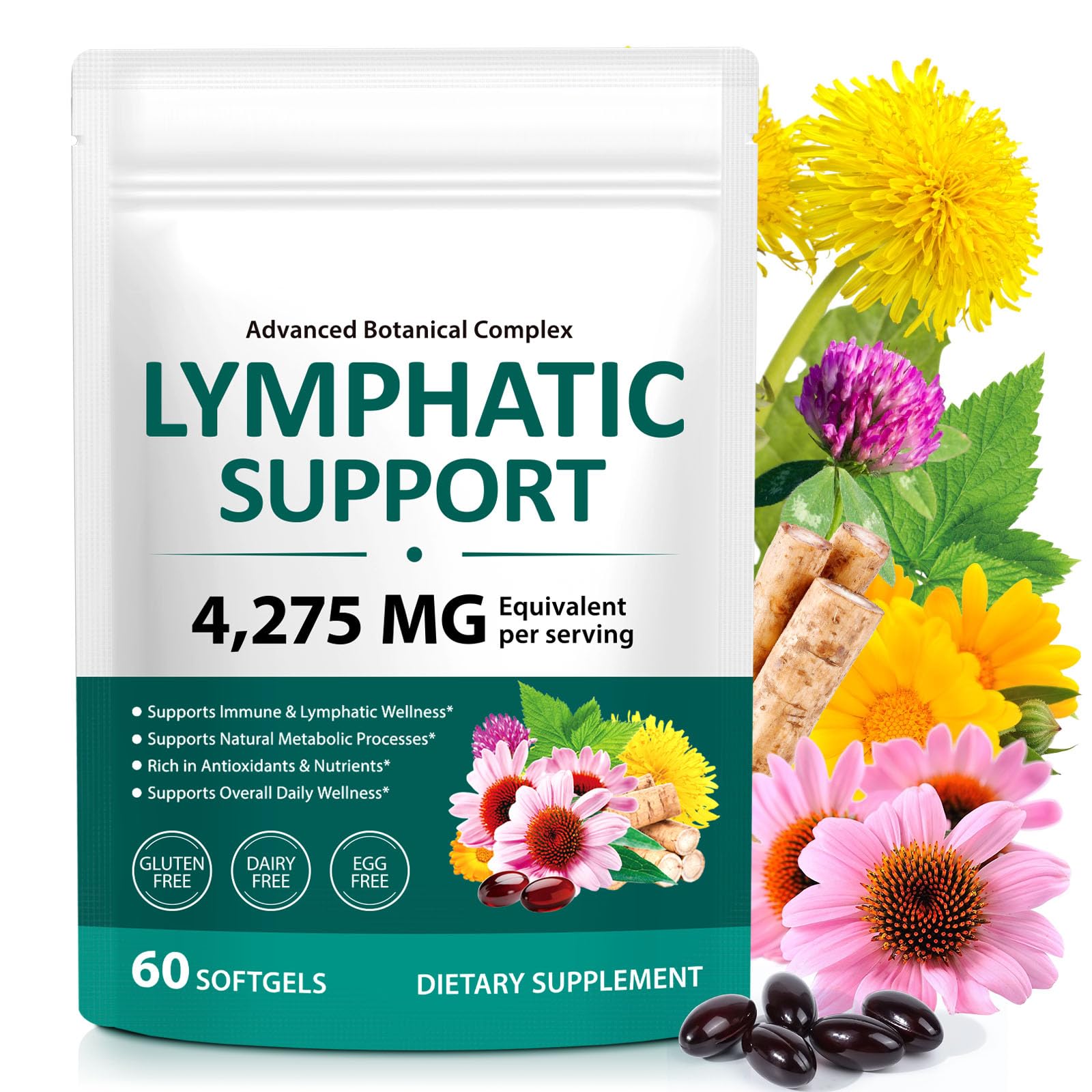 VOGSIG Lymphatic Drainage Supplements Softgels, 60 Count