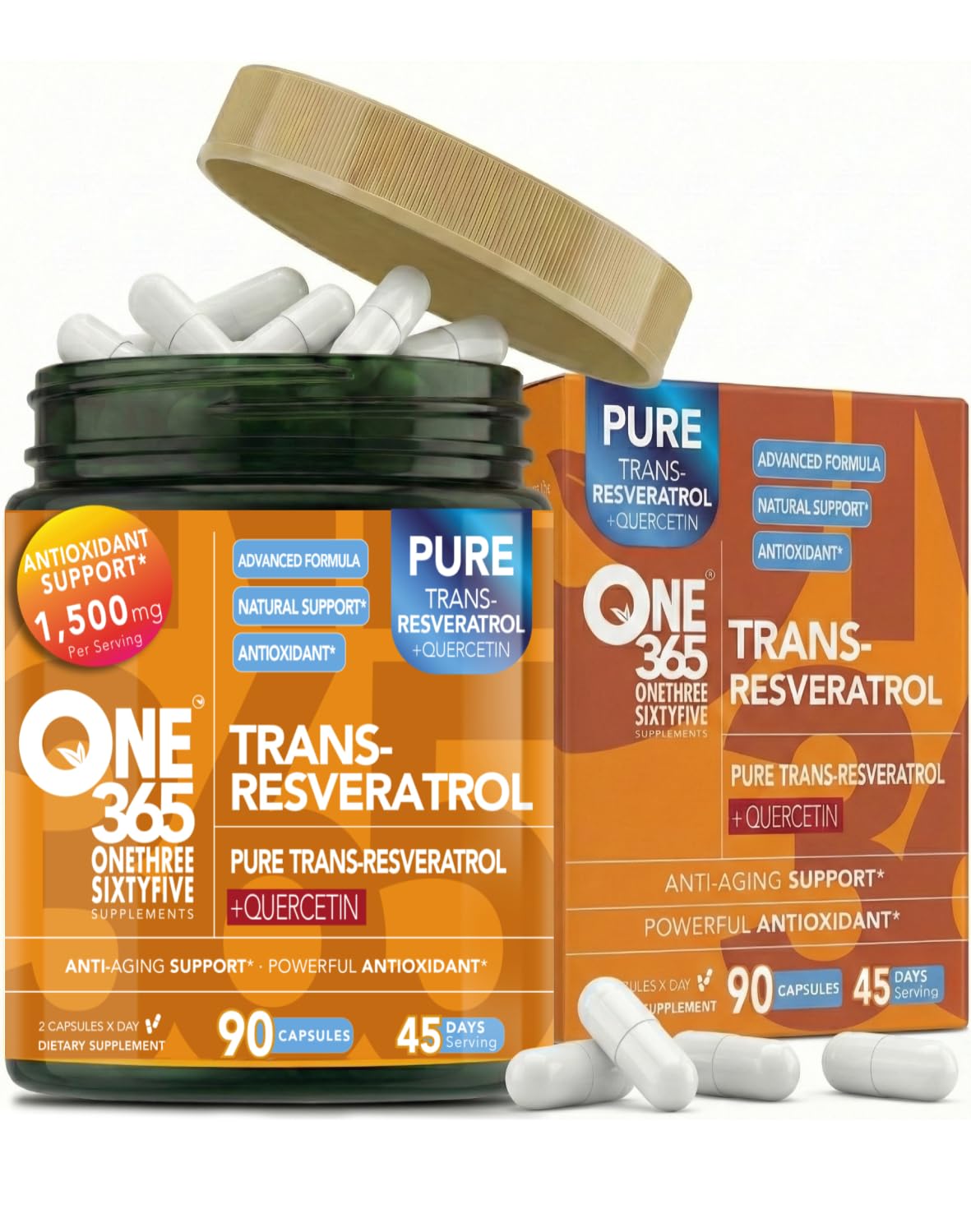 ONE 365 Trans-Resveratrol with Quercetin Capsule, 90 Count