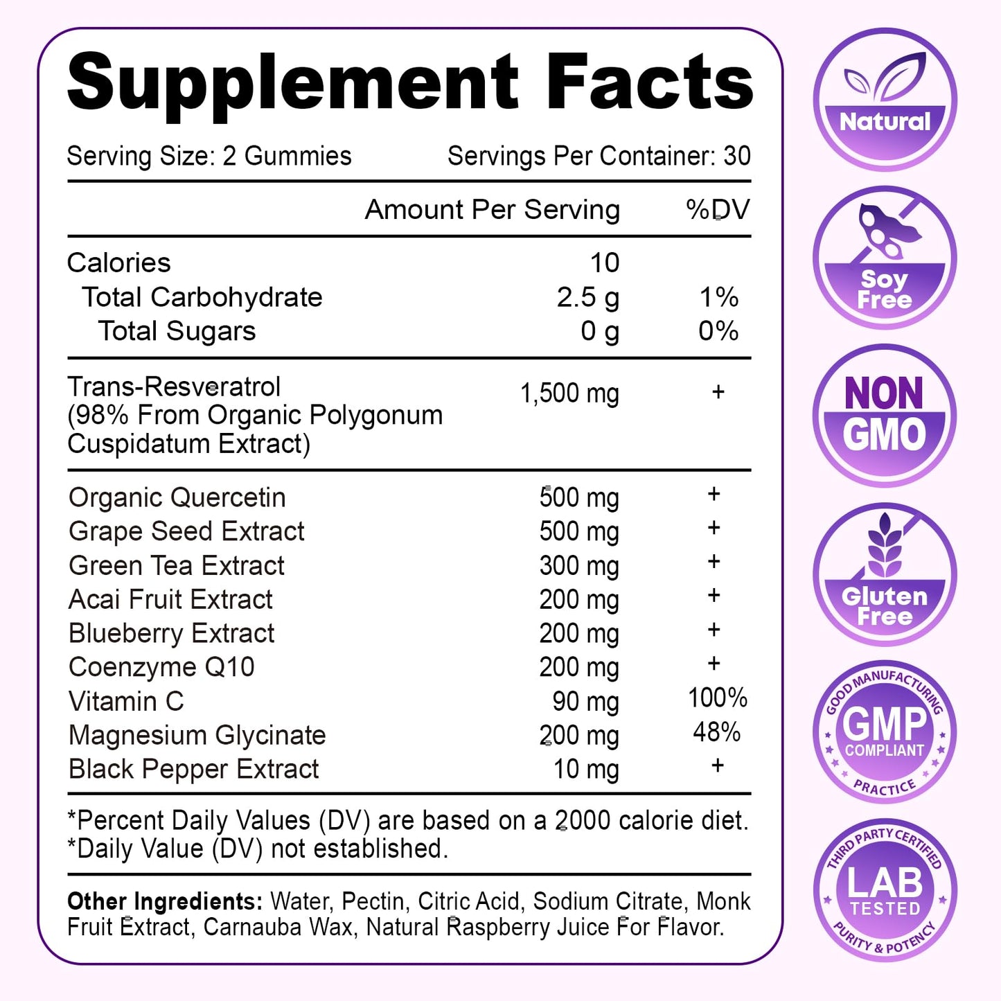 Vazatisi High Purity Resveratrol Gummies 60 Count