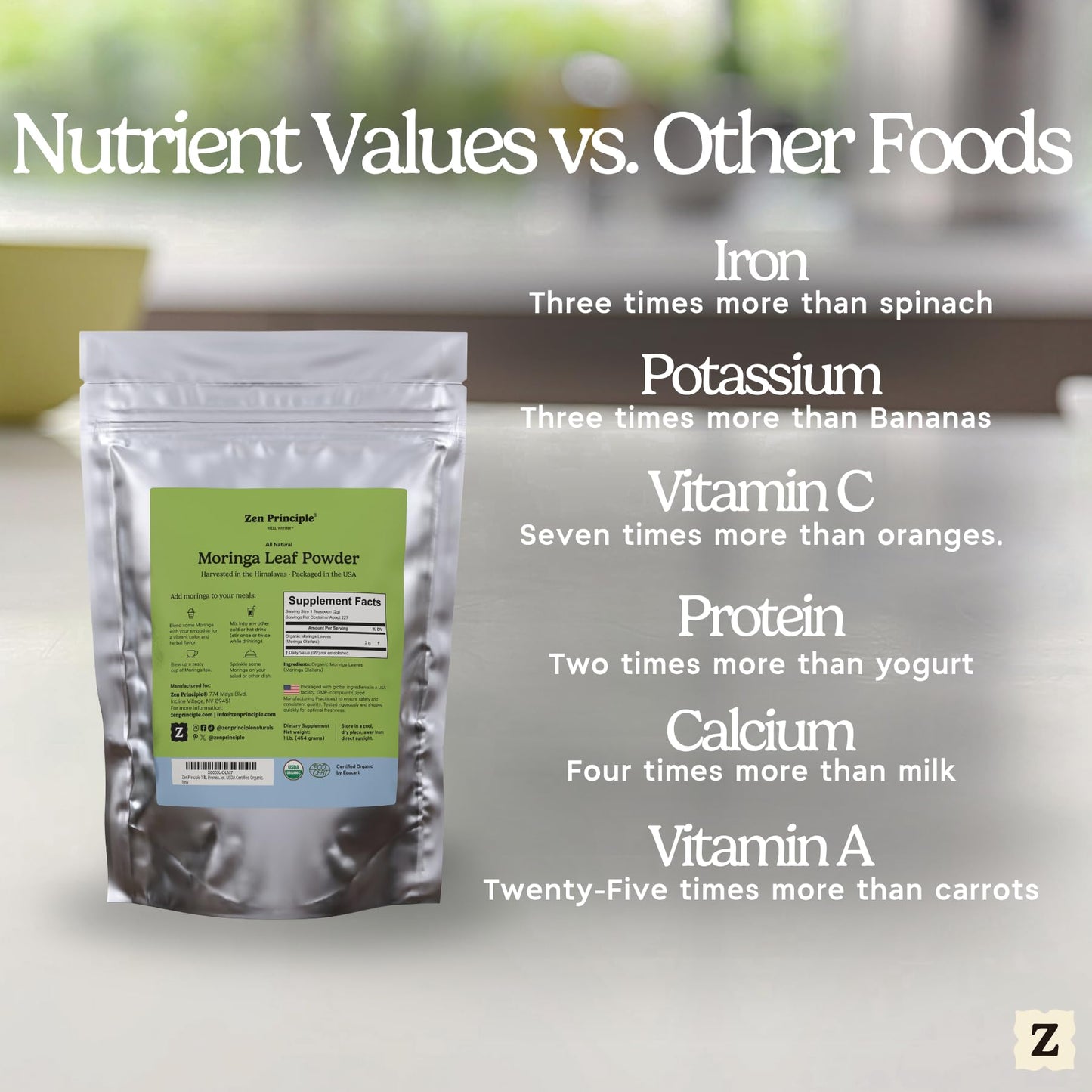 Zen Principle Moringa Oleifera Leaf Powder, Organic, 32 oz