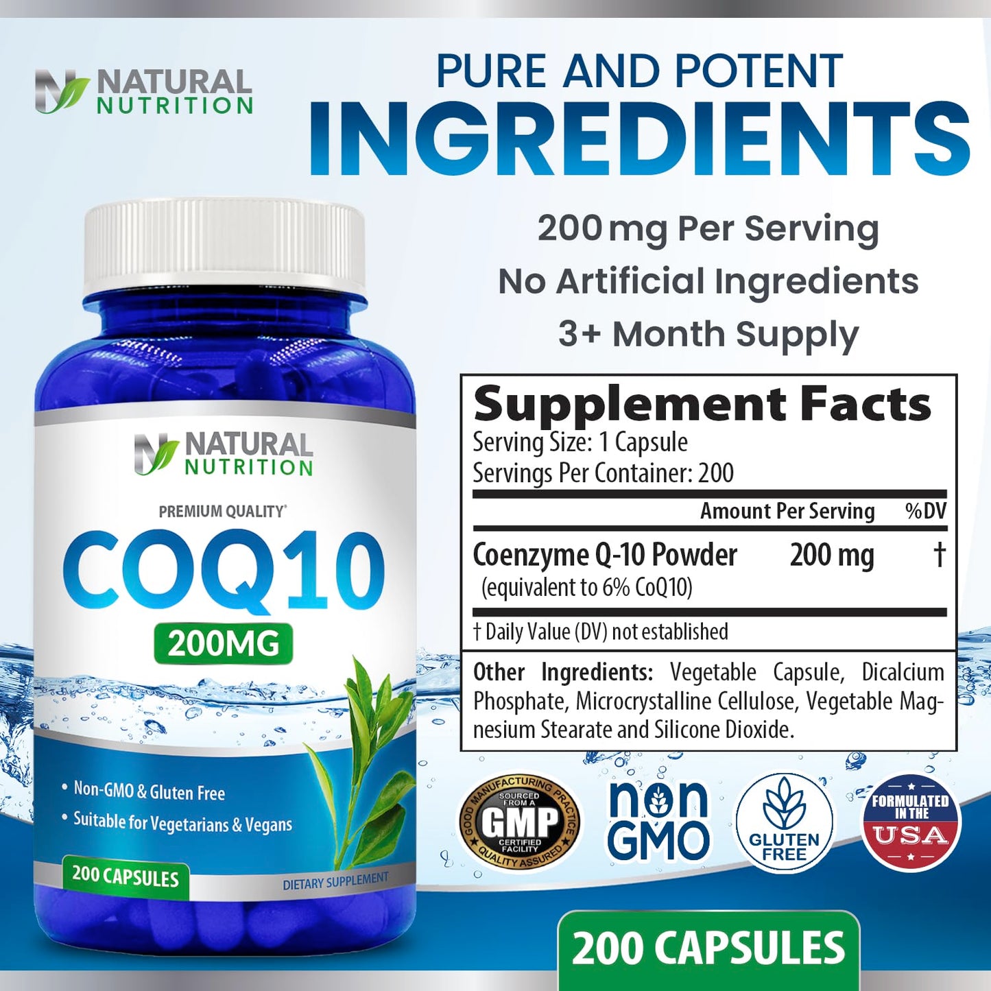 Generic CoQ10 200mg Capsule, 200 Capsules