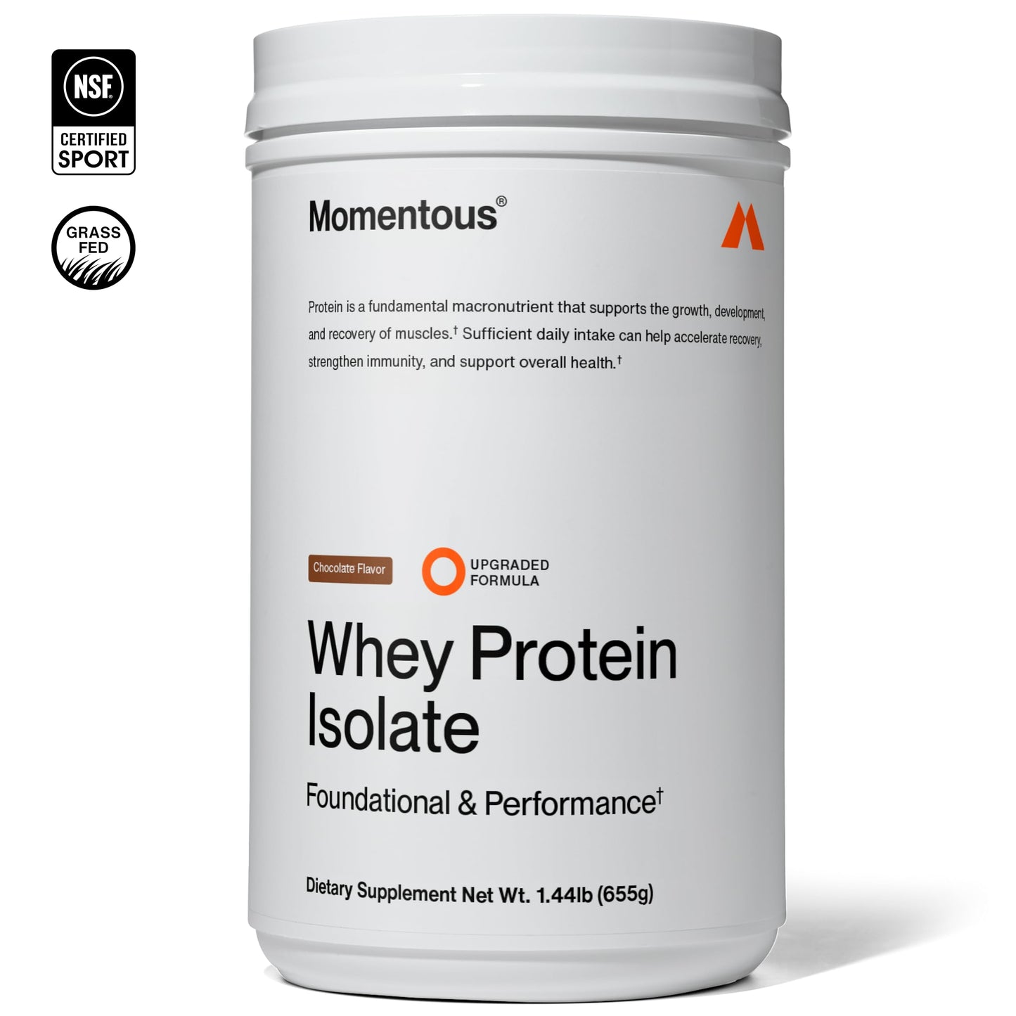 Momentous Essential Grass-Fed Whey Protein Powder, 25 Servings