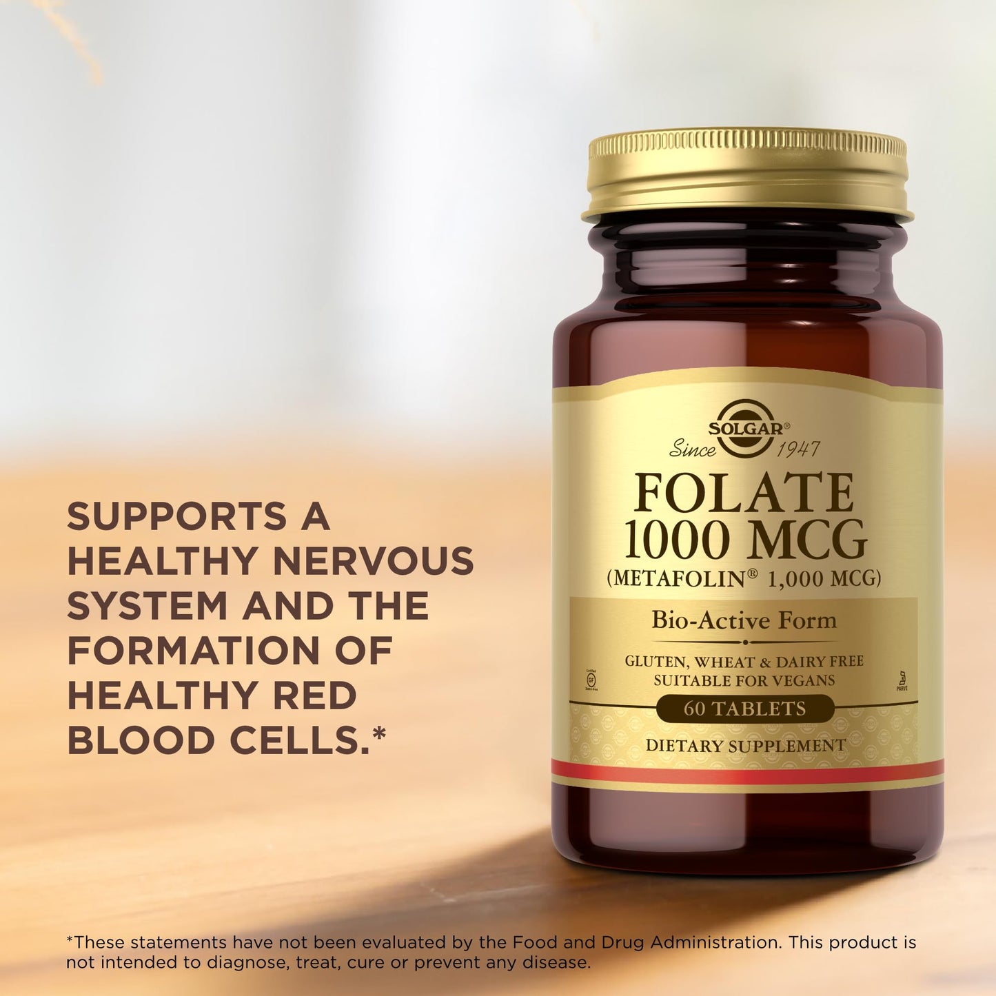 Solgar Folate (as Metafolin) 1000mg Tablet, 60 Tablets