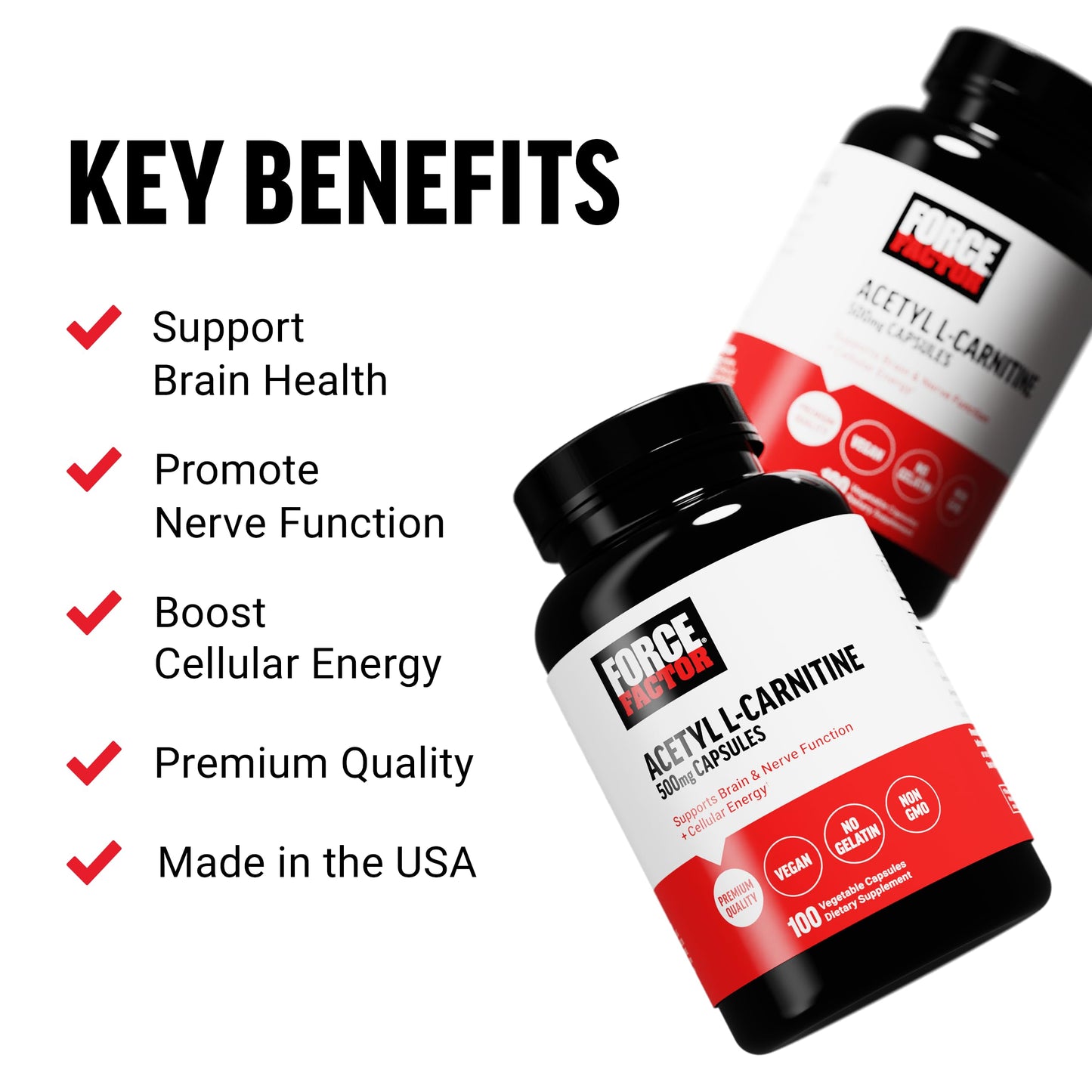 Force Factor Acetyl L-Carnitine 100 Capsules