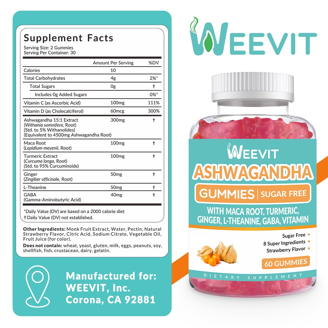 WEEVIT Ashwagandha Gummies 120 Count