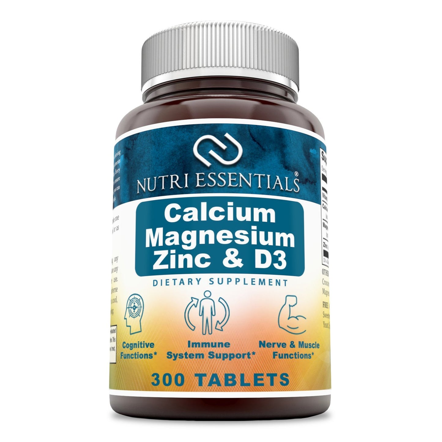 Nutri Essentials Calcium Magnesium Zinc + Vitamin D3 Tablets, 300 Count