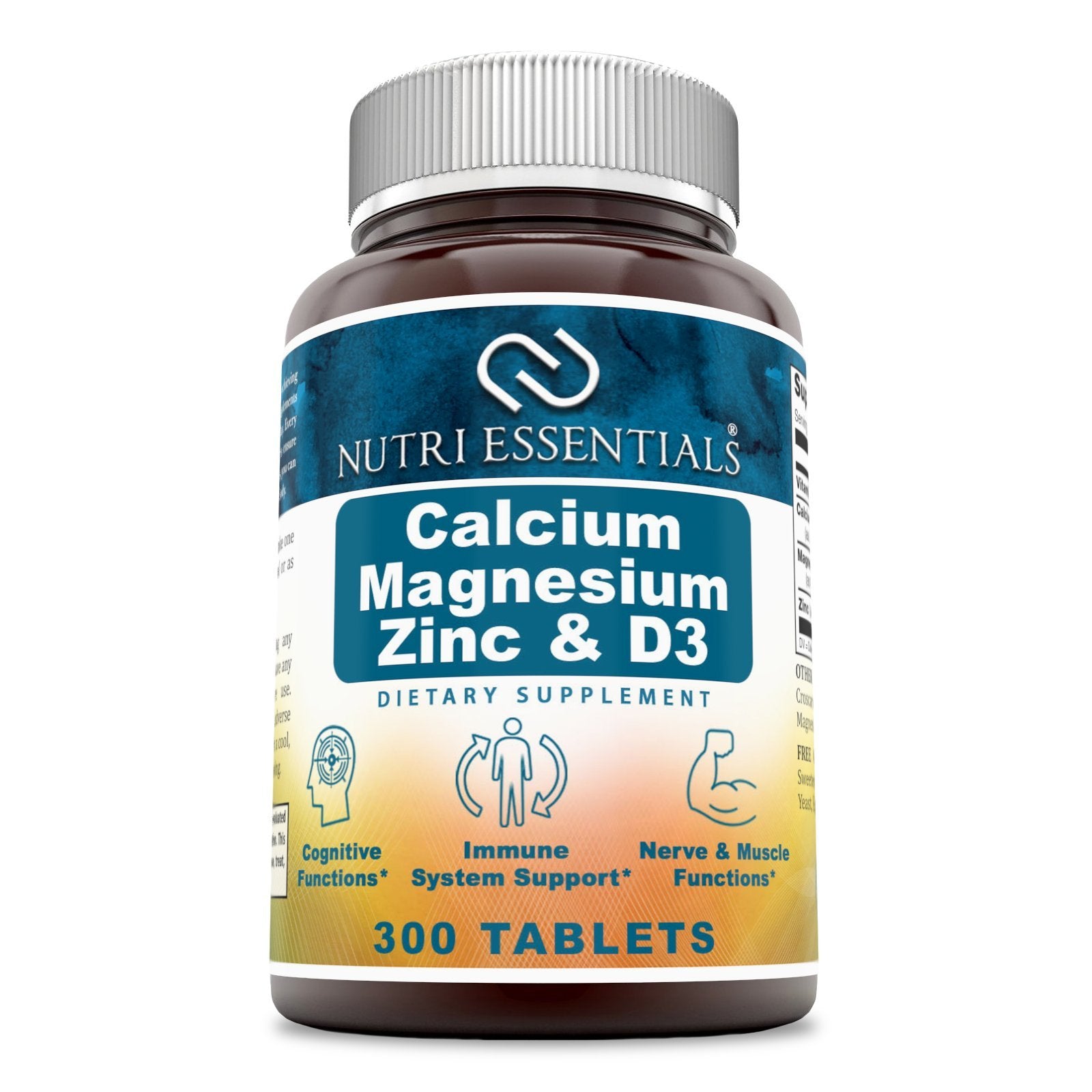 Nutri Essentials Calcium Magnesium Zinc + Vitamin D3 Tablets, 300 Count