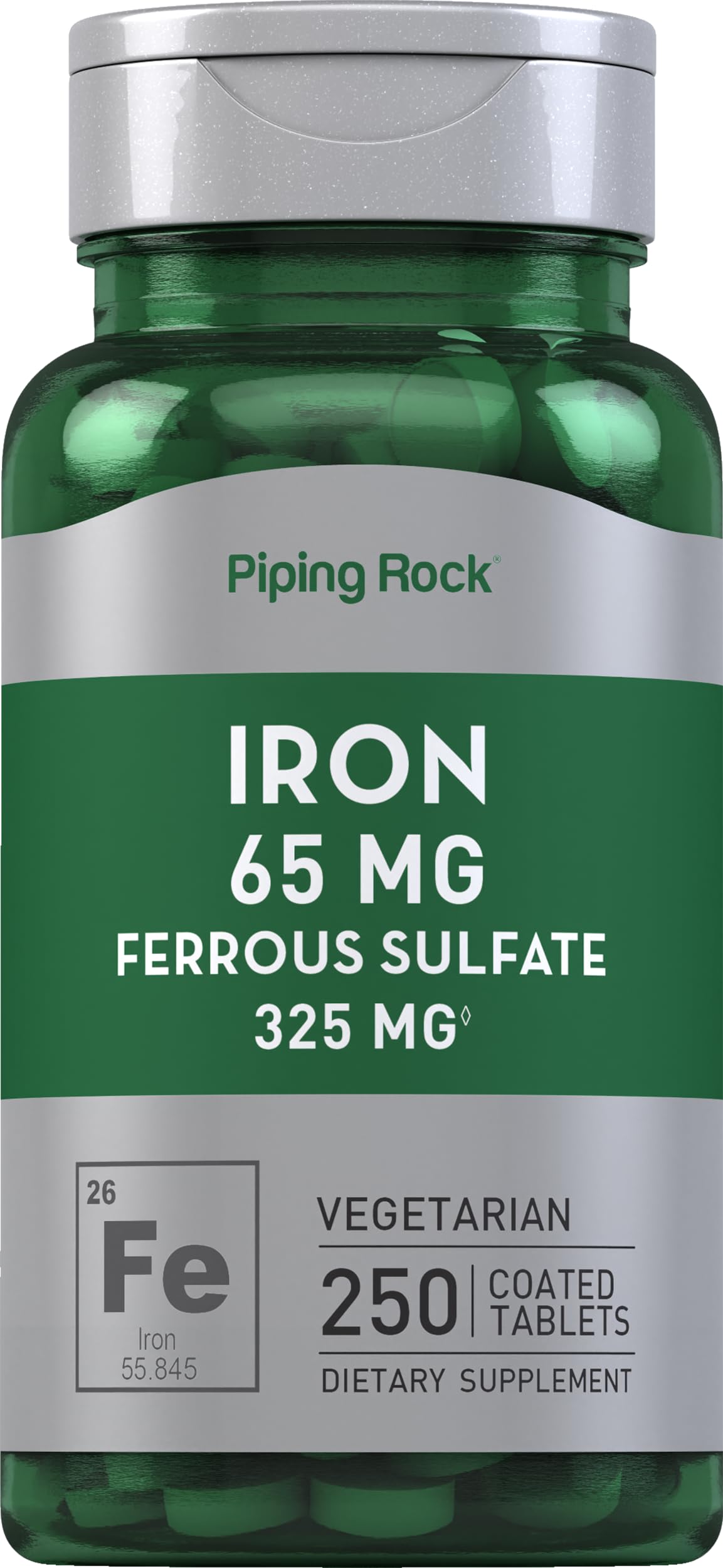 Piping Rock Iron Ferrous Sulfate 65 mg Tablet, 250 Count