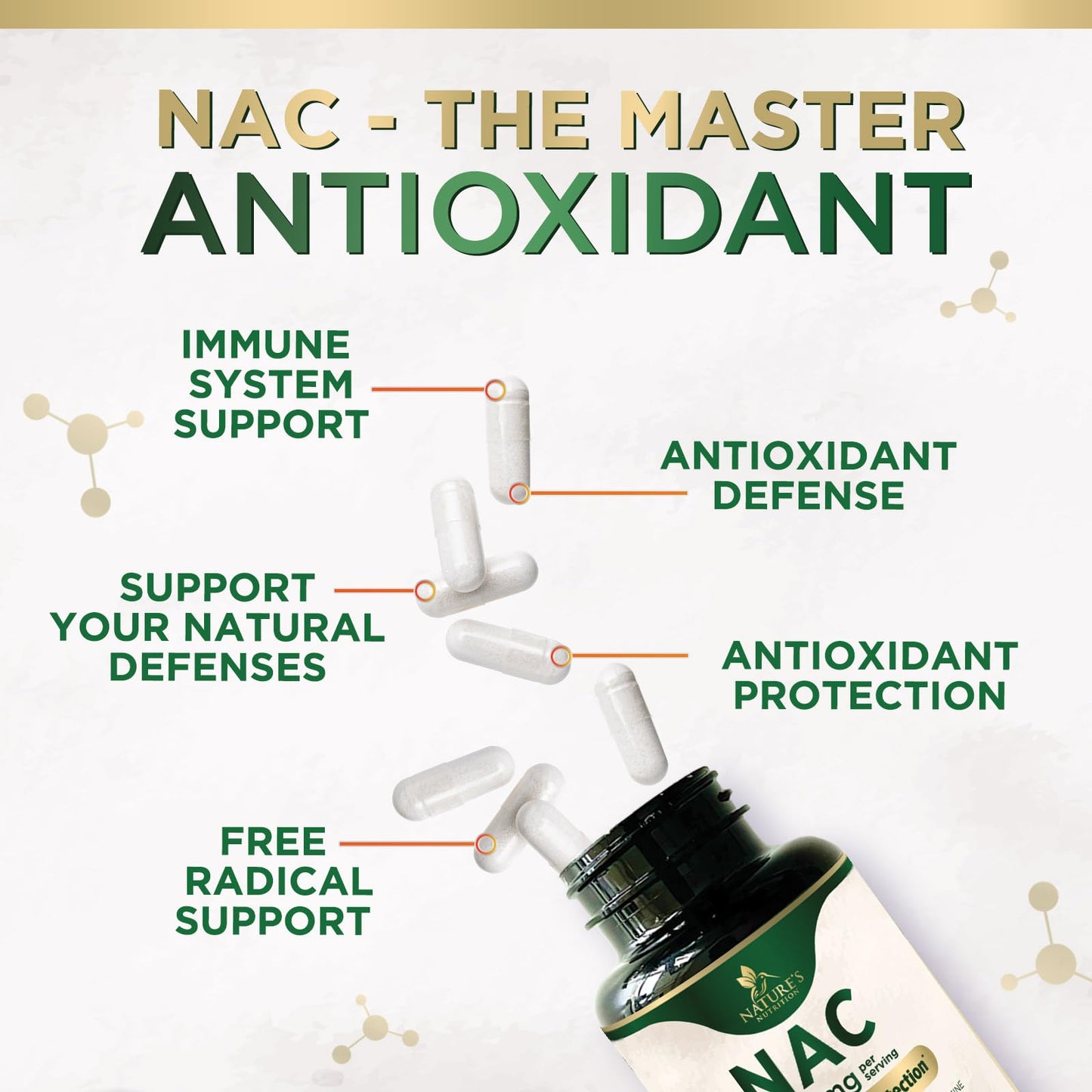 Nature's Nutrition NAC Supplement N-Acetyl-L-Cysteine 1200mg Per Serving Capsules, 120 Count