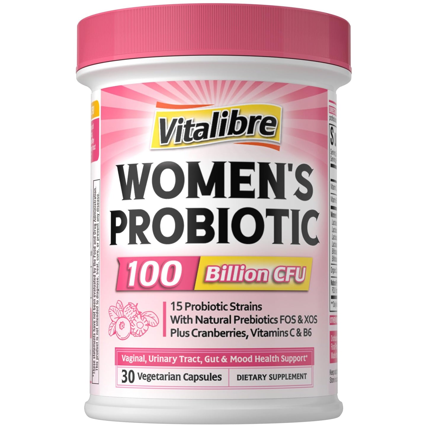 Vitalibre Probiotics for Women 100 Billion CFU 15 Strains 150 Capsules