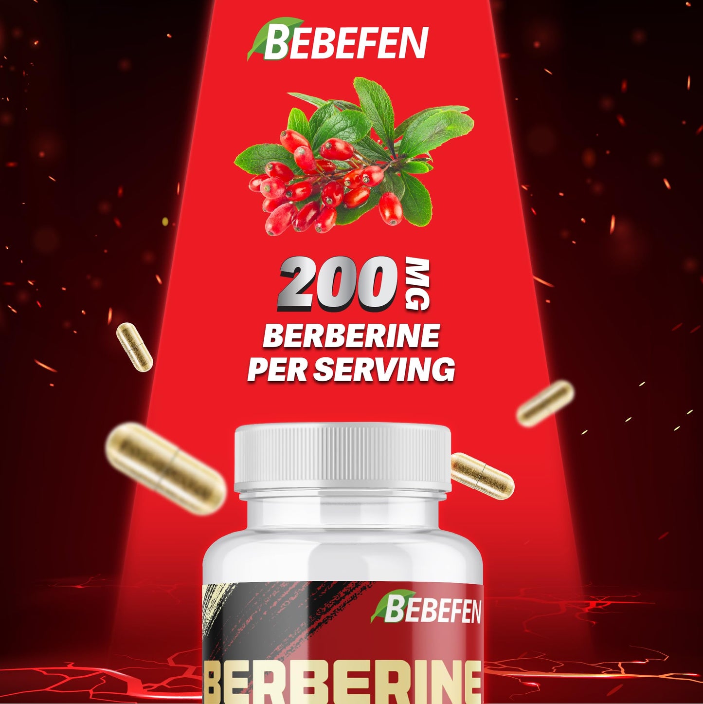 BEBEFEN Berberine HCL Supplement Capsules 60 Count