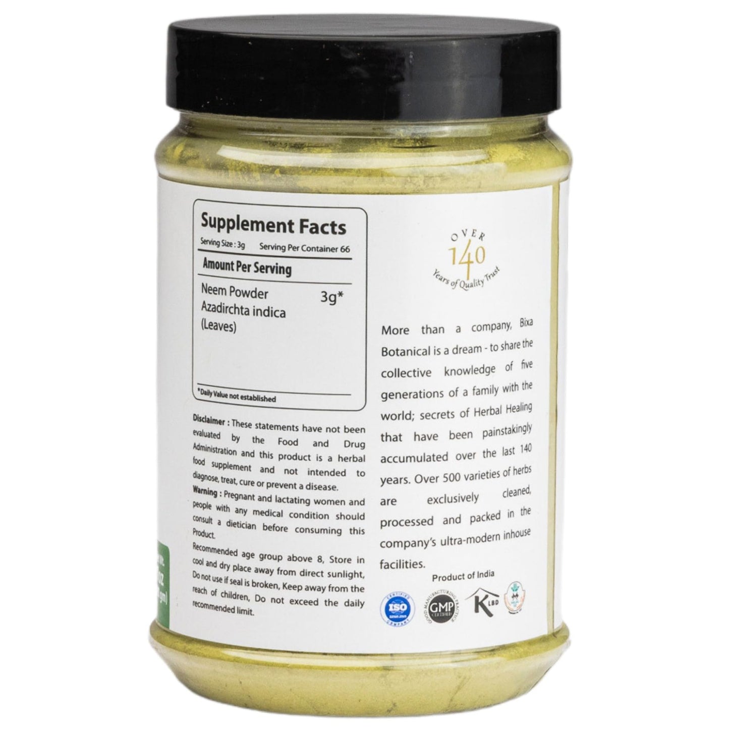 bixa BOTANICAL Neem Leaf Powder (Azadirachta Indica) 7 oz