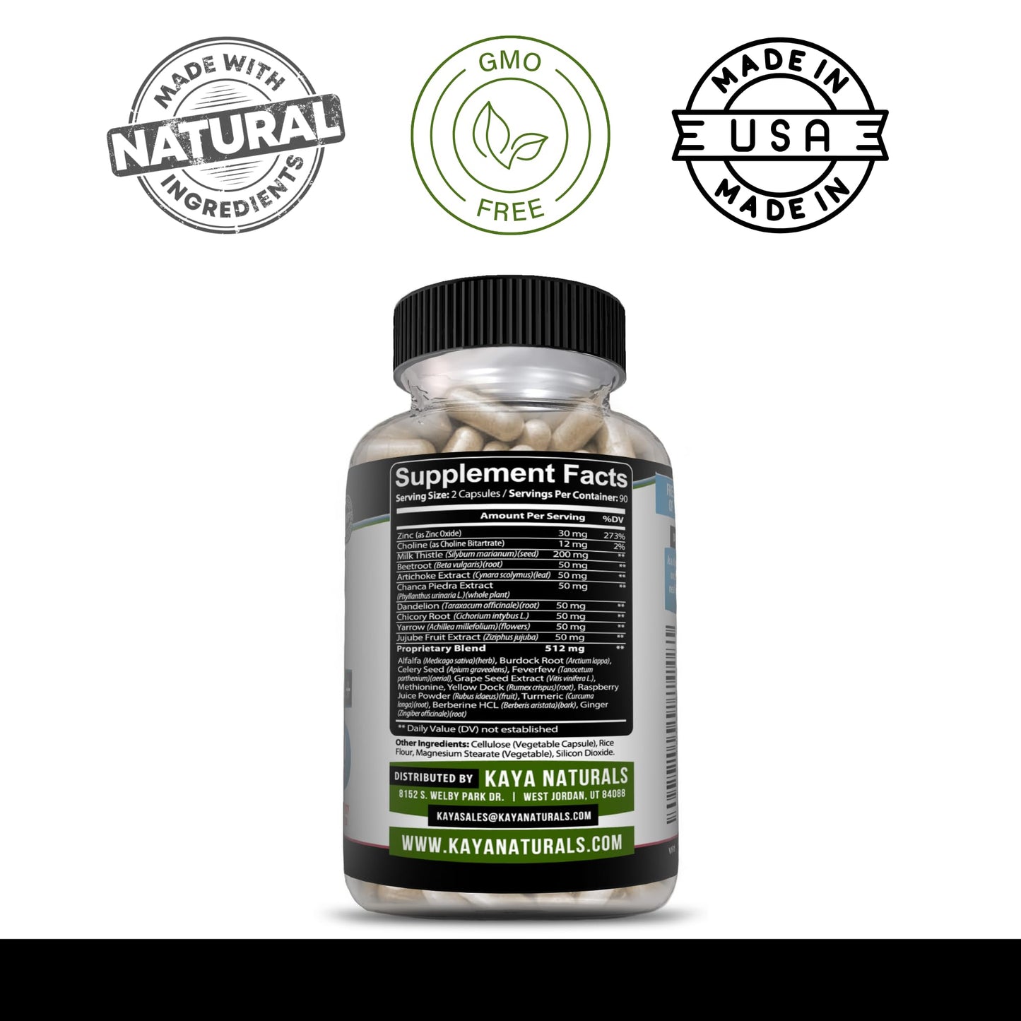 Kaya Naturals Liver Support Capsules 180 Count