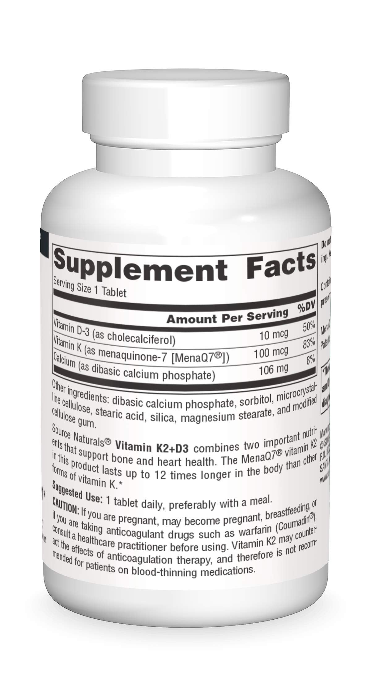 Source Naturals Vitamin K2 + D3 Bone & Heart Health Complex 60 Tablets