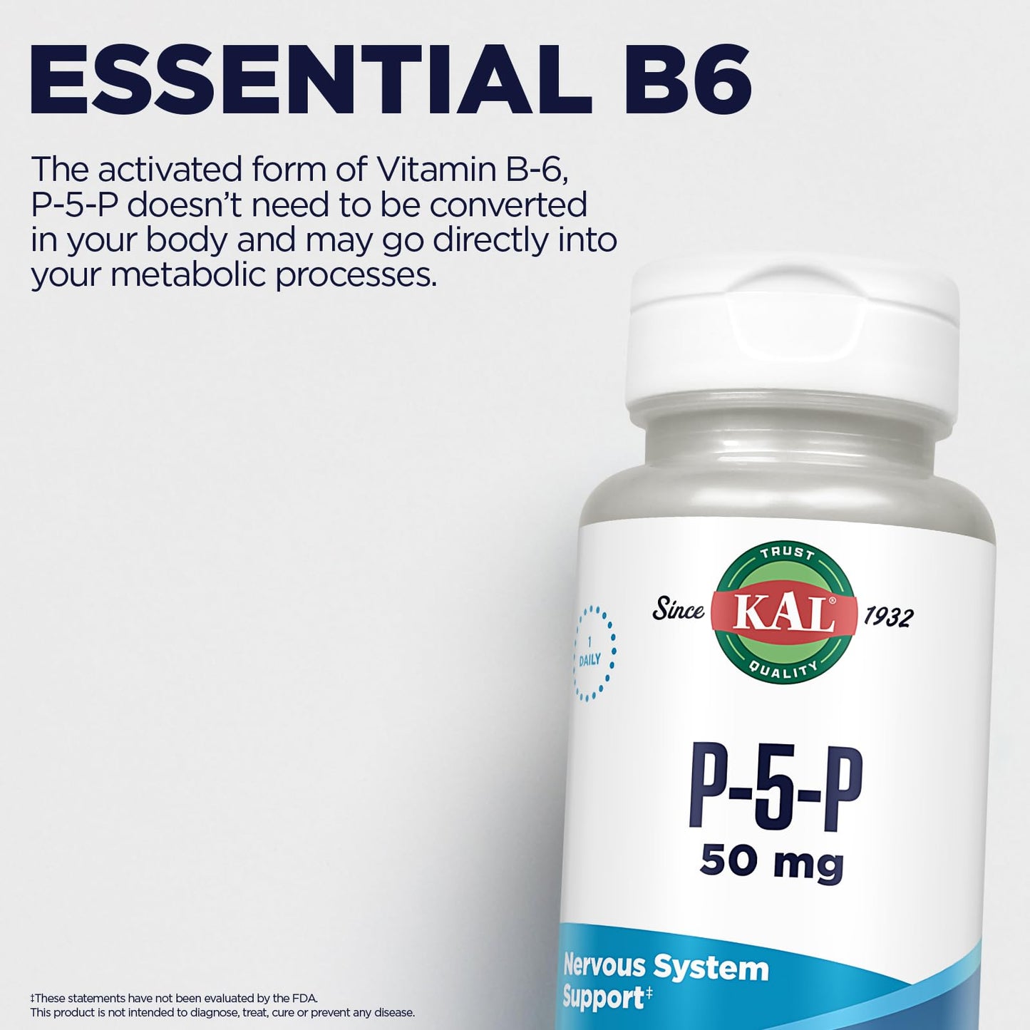 KAL 50 mg B-6 Pyridoxal-5-phosphate Tablets, 50 Count