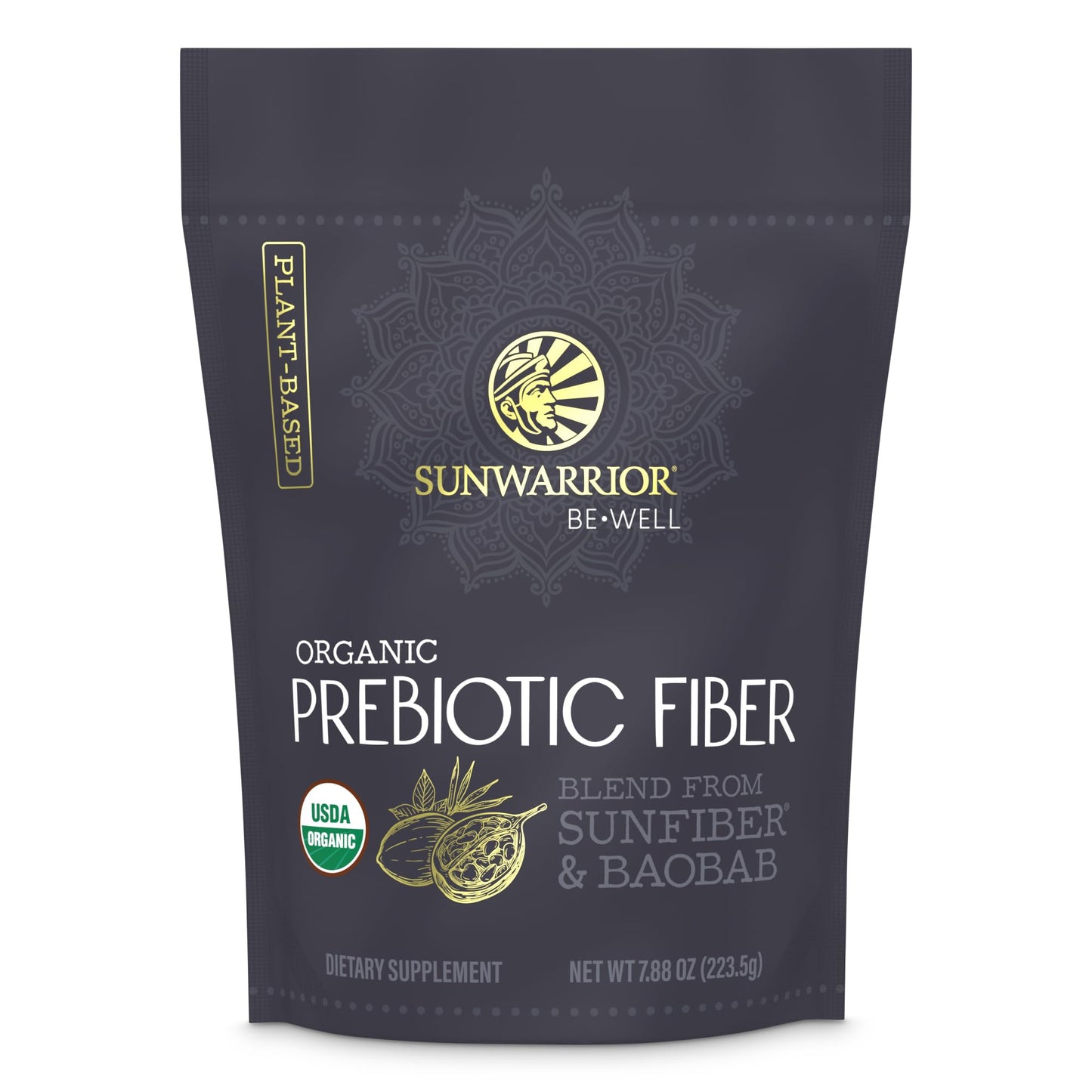 Sunwarrior Fiber Supplement Prebiotic Organic Powder, 7.4 Ounce