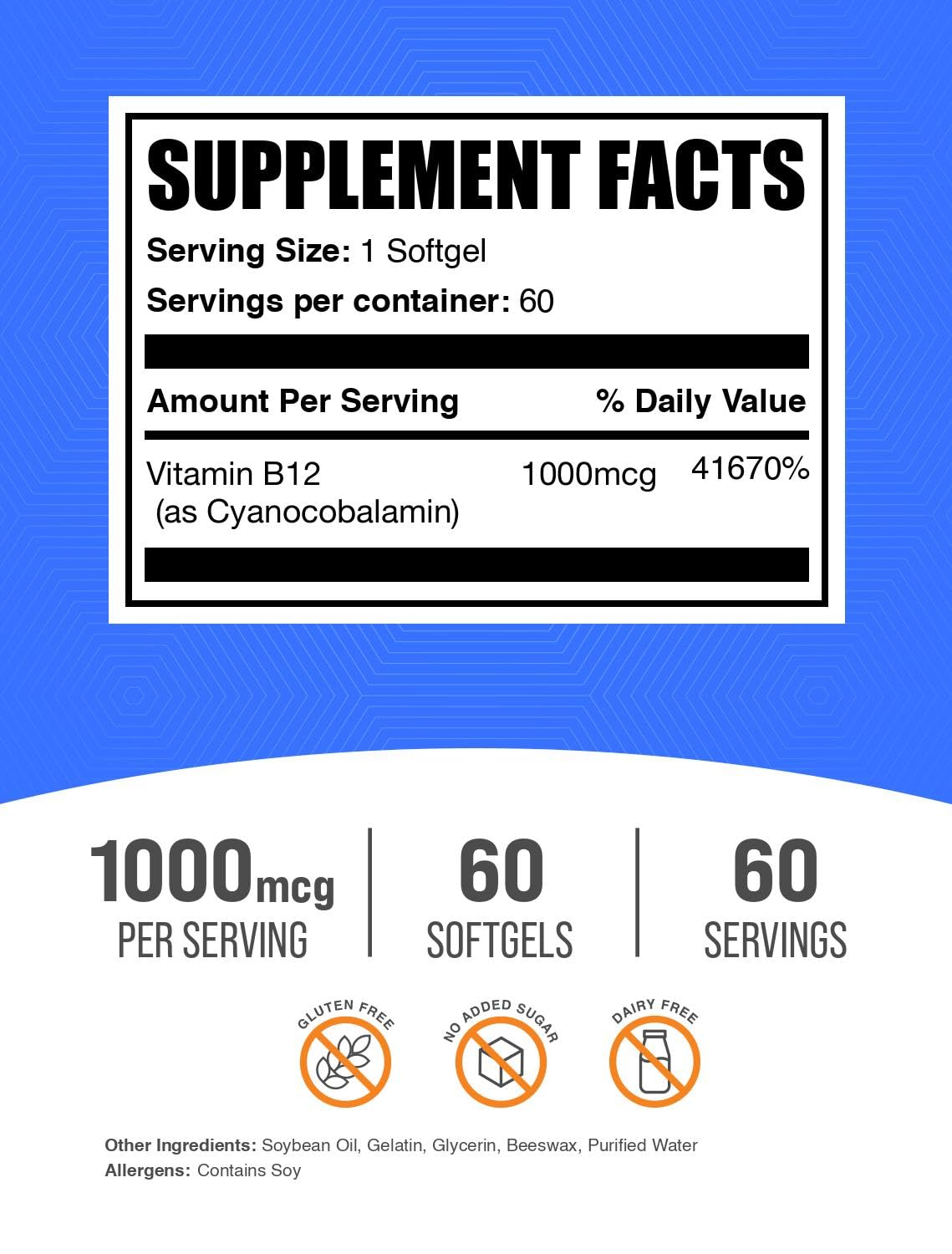 BulkSupplements Vitamin B12 Softgels 60 Count