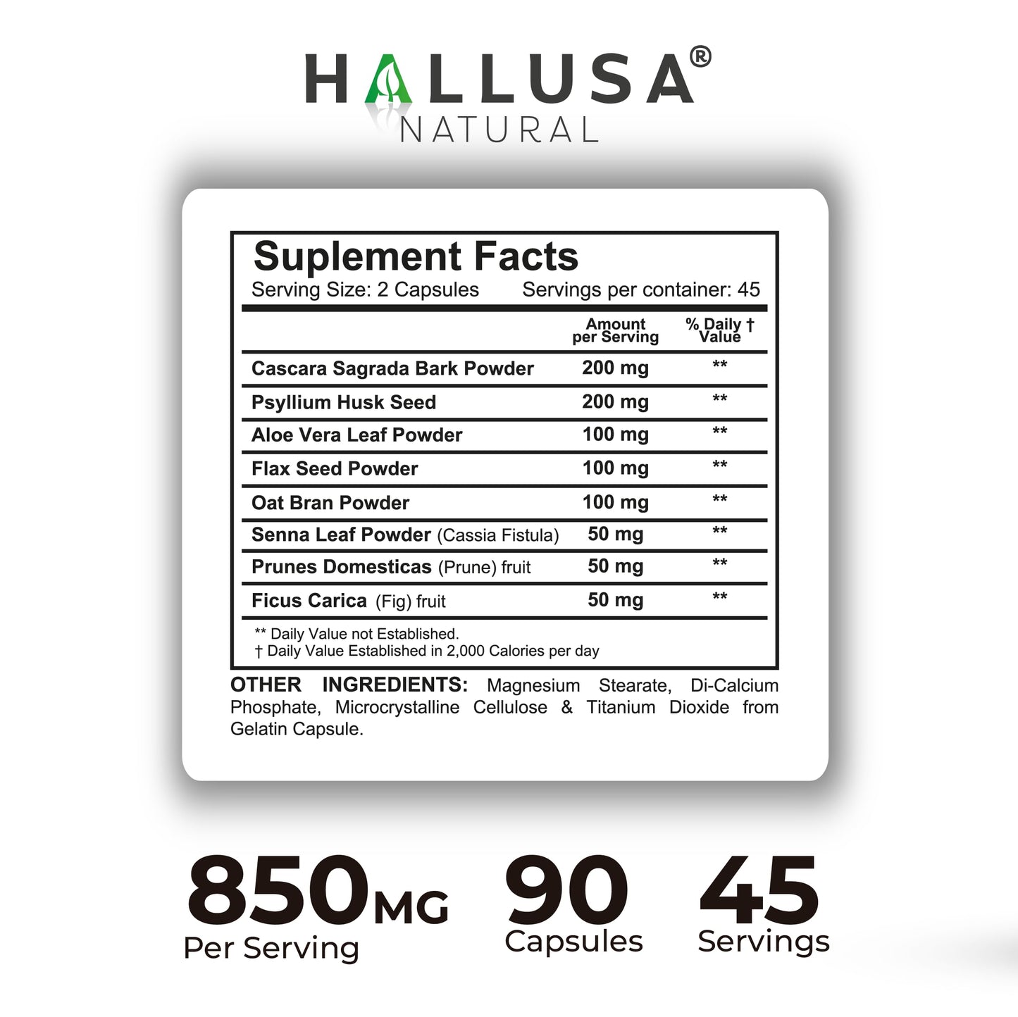 Hallusa Natural HallColon Cleanse Capsule, 90 Count