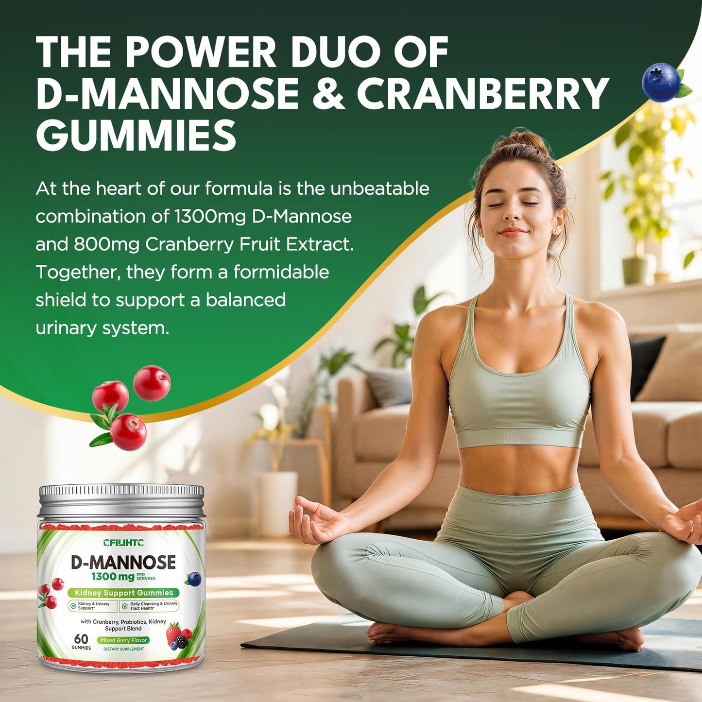 CFILIHTC D-Mannose Cranberry Gummies, 60 Count