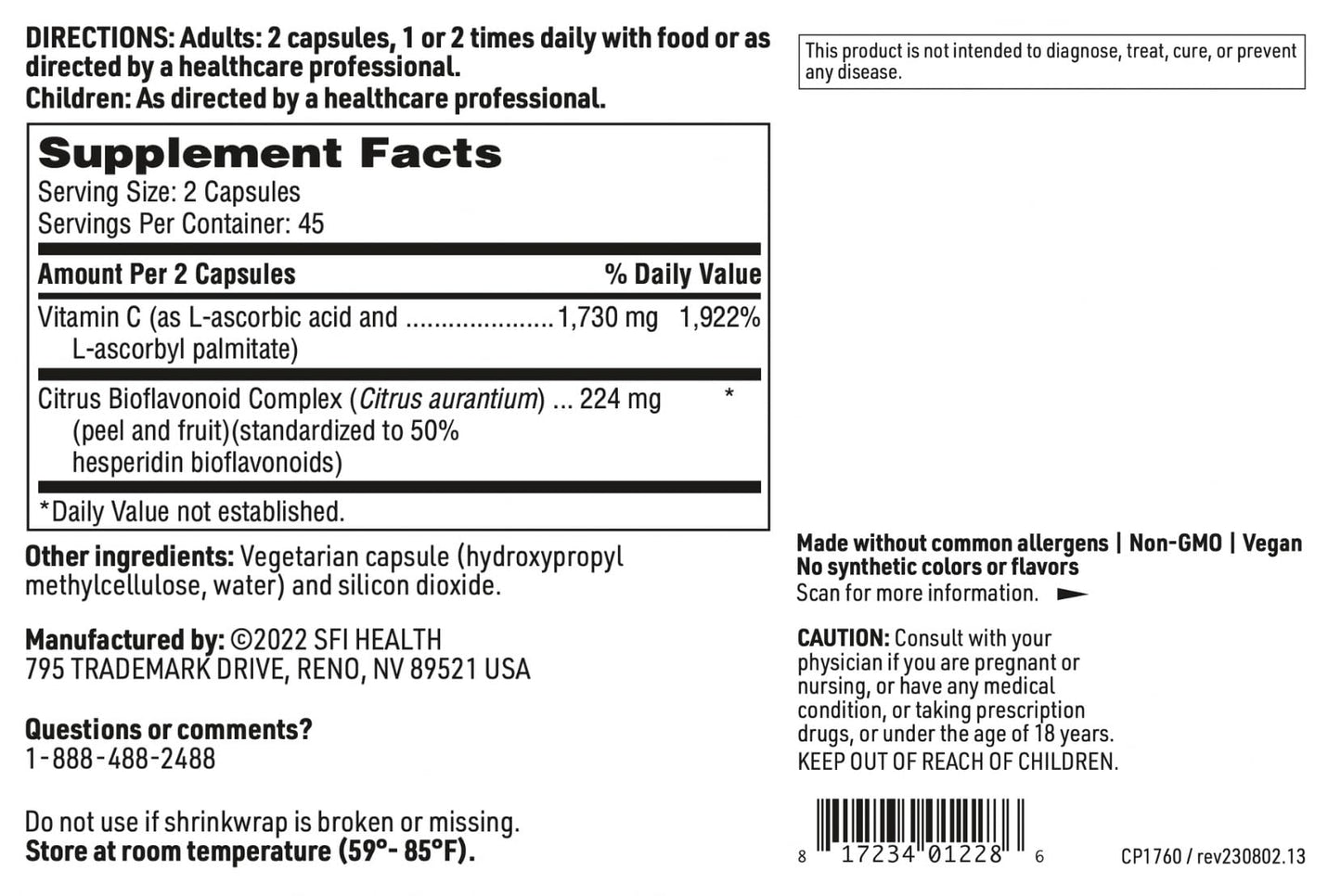 SFI Health C Plus with Bioflavonoids Capsules 90 Count