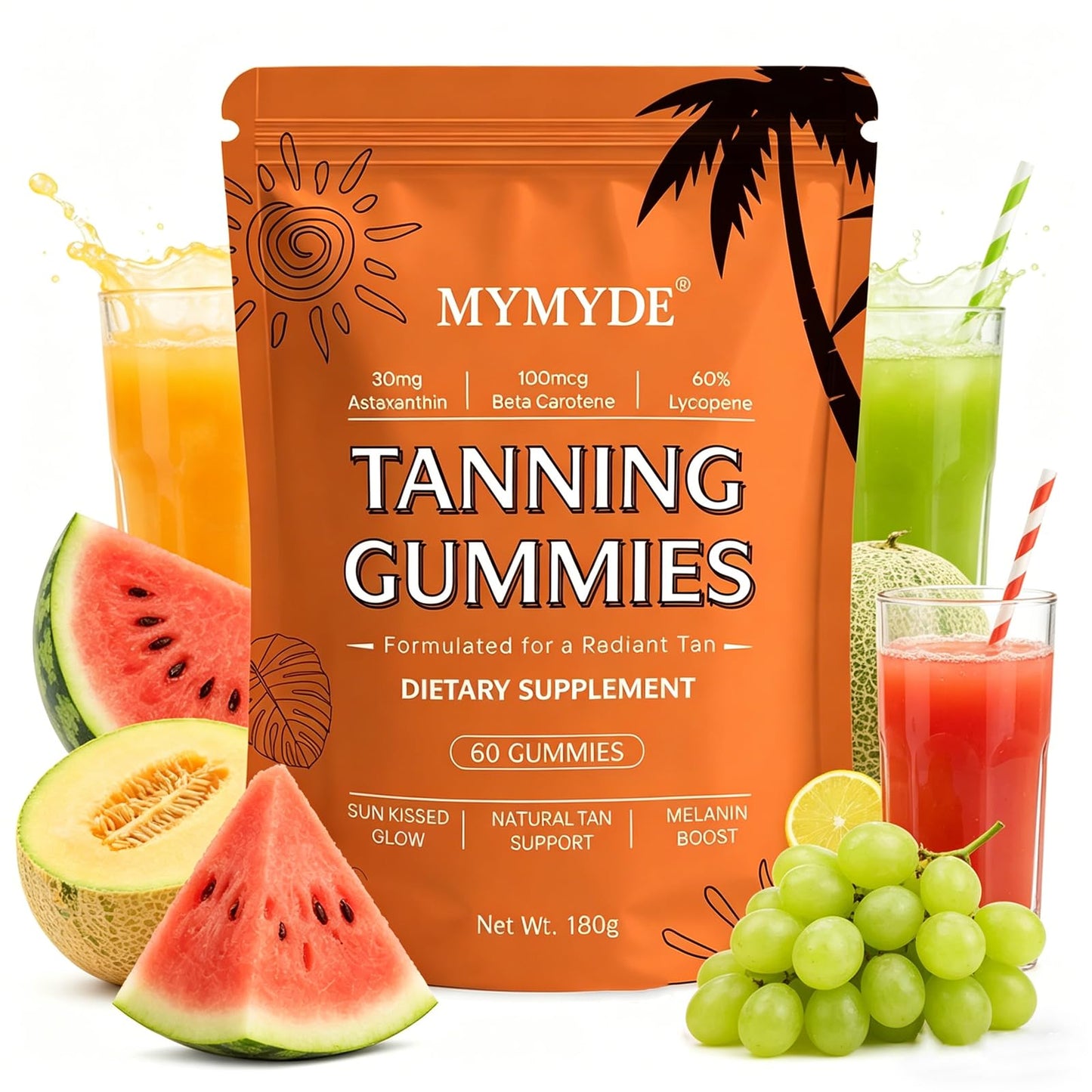 MYMYDE New Skin Natural Tanning Gummies Gummy 60 Count