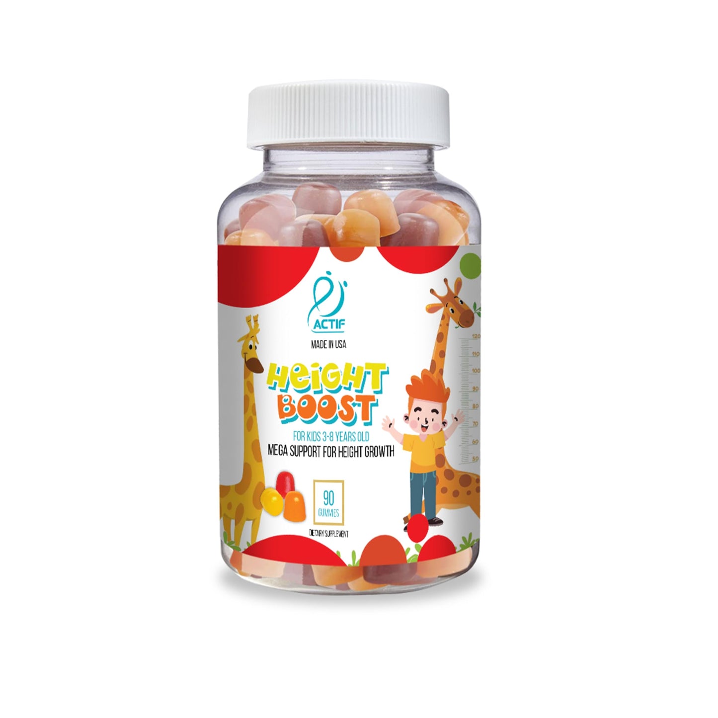 ACTIF Height Boost Mega Support for Kids 3-8 Years Old Gummies, 90 Count