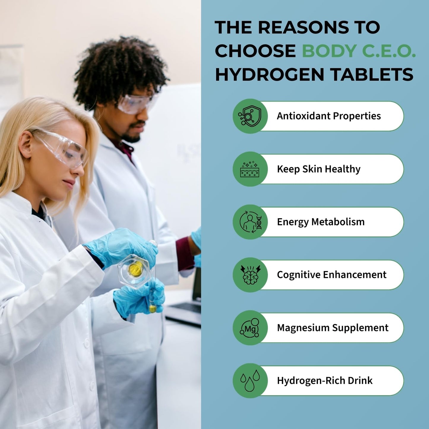 BODY C.E.O. EXECUTIVE OF SUPPLEMENTS Hydrogen Water Tablets with Magnesium, 90 Tablets