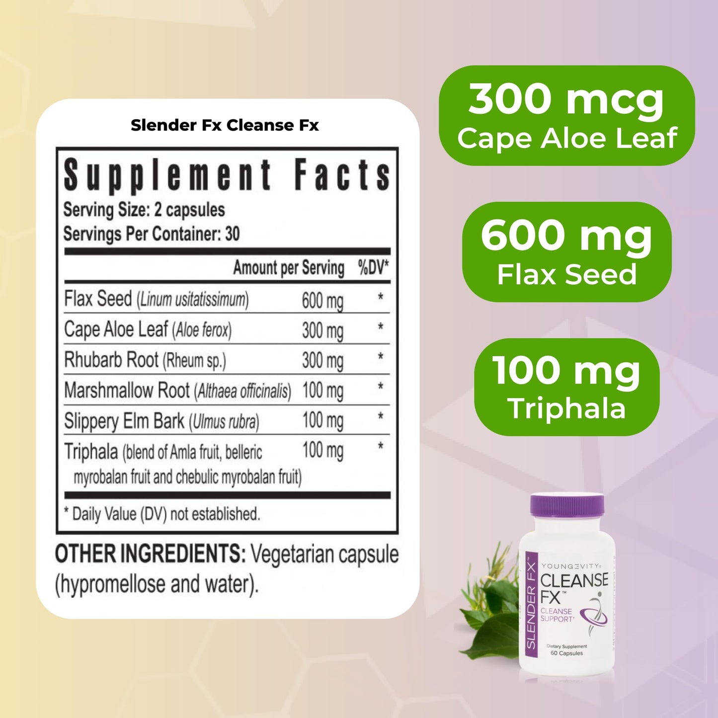 Youngevity Slender Fx Cleanse Fx Super Colon Cleanse 15 Day 60 Capsules
