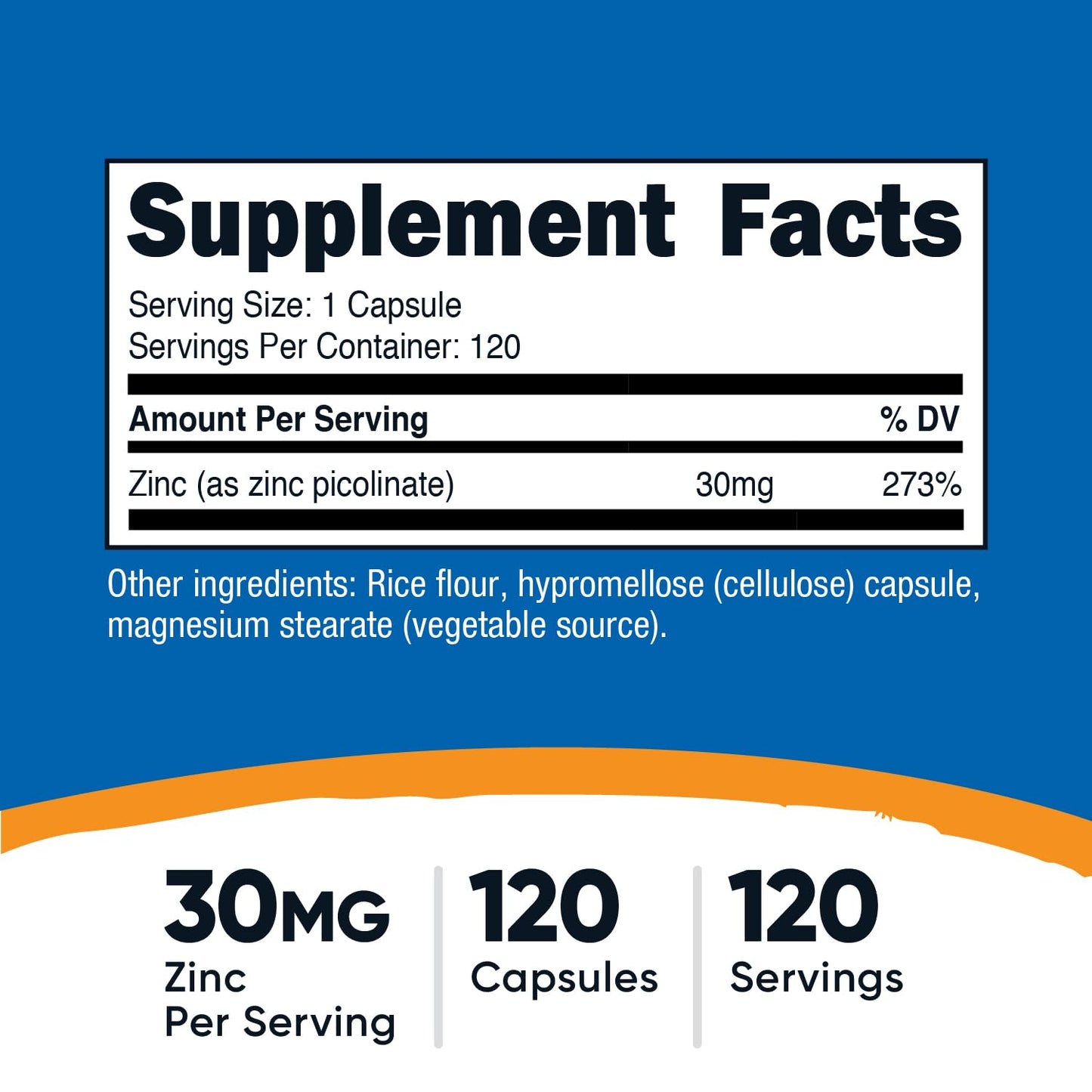 Nutricost Zinc Picolinate 30mg Capsules, 120 Count