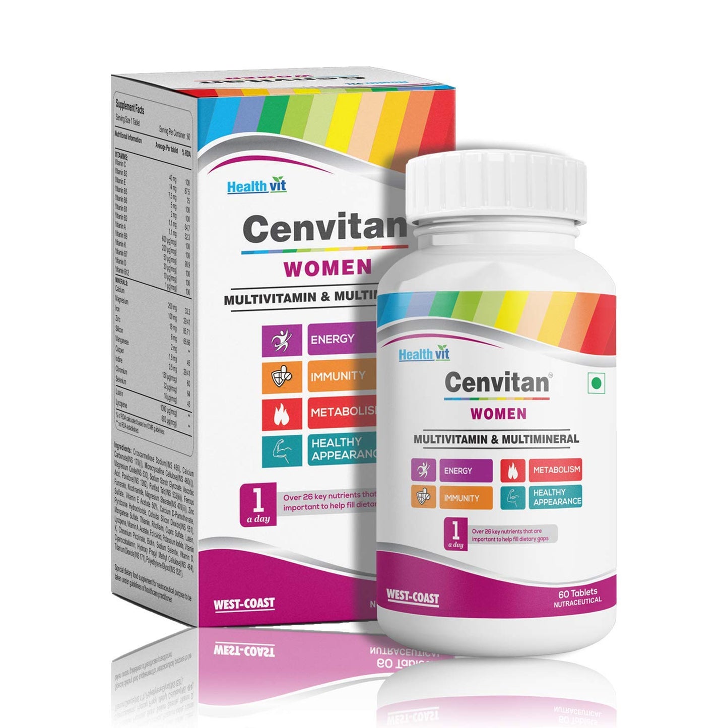 Kaxilu Cenvitan Women Multivitamin & Multimineral with 26 Nutrients, 60 Tablets
