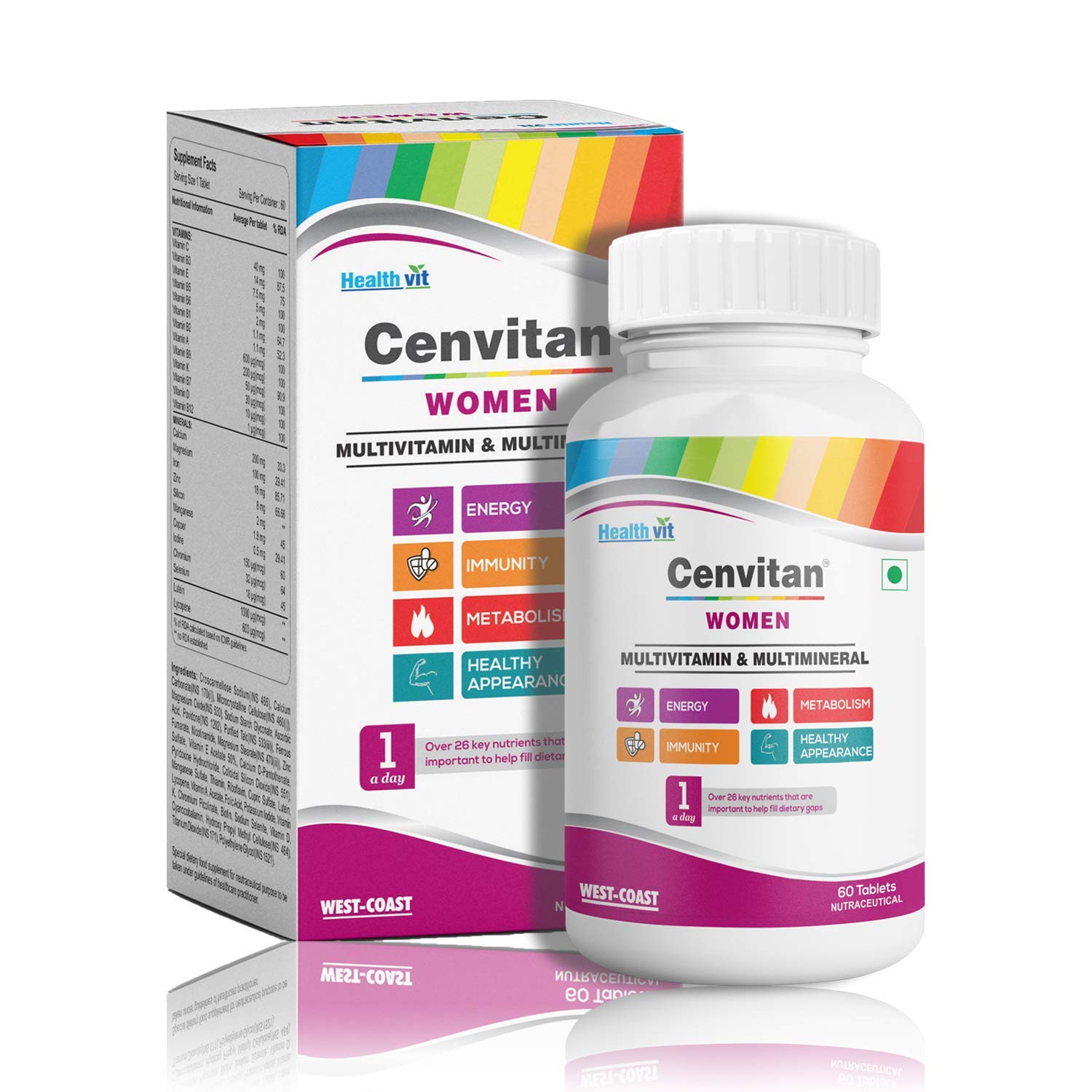 Kaxilu Cenvitan Women Multivitamin & Multimineral with 26 Nutrients, 60 Tablets