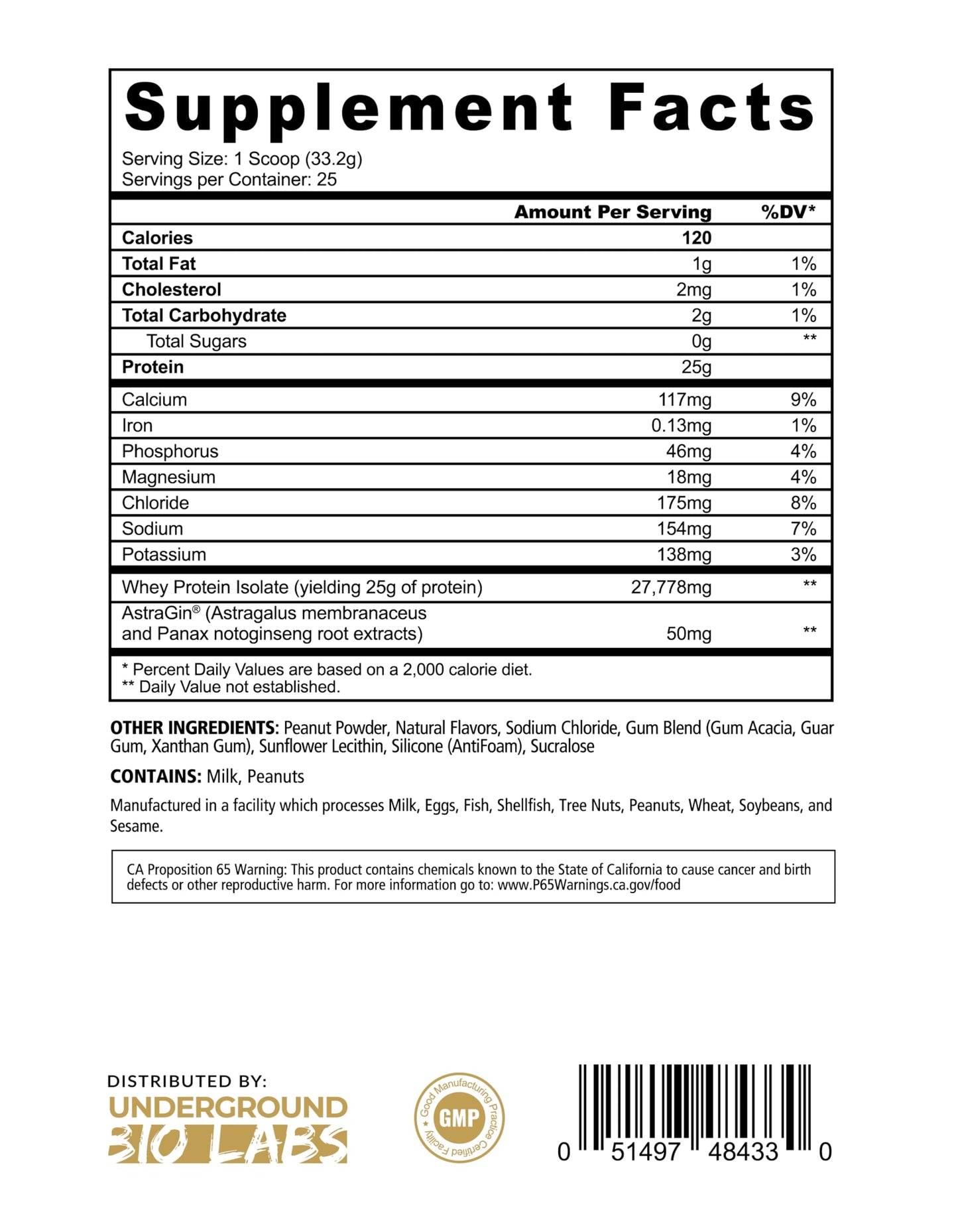 Underground Bio Labs Panda Fuel ISO Whey Protein Peanut Butter Cookie Powder 26.4