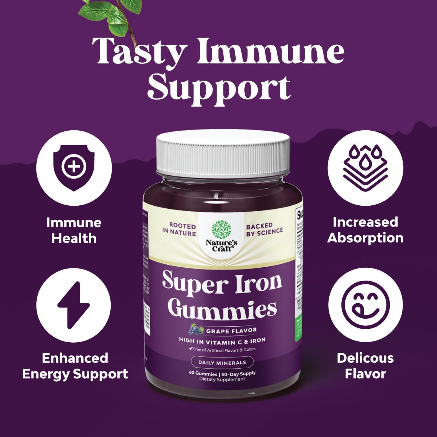 Natures Craft Extra Strength Iron Gummies 60 Count