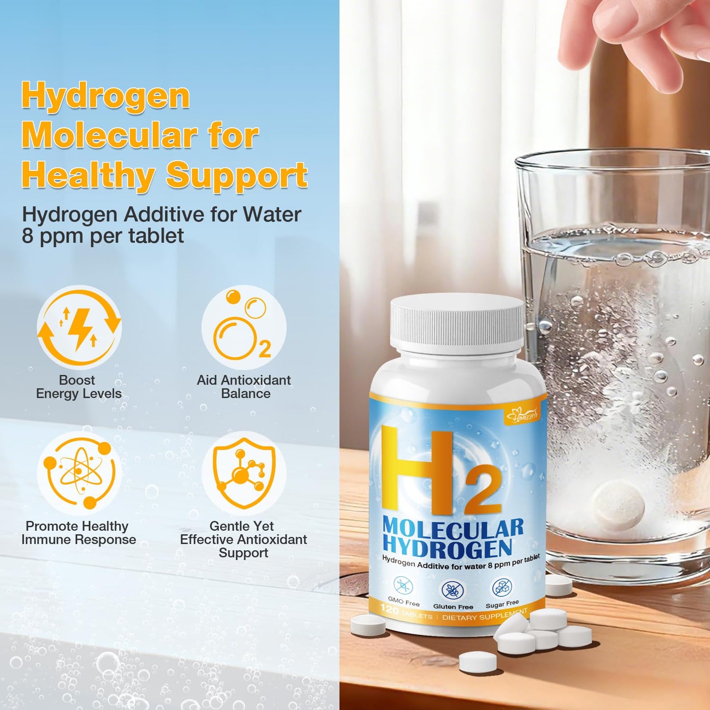 Hoozzch Hydrogen Water Tablets 120 Count
