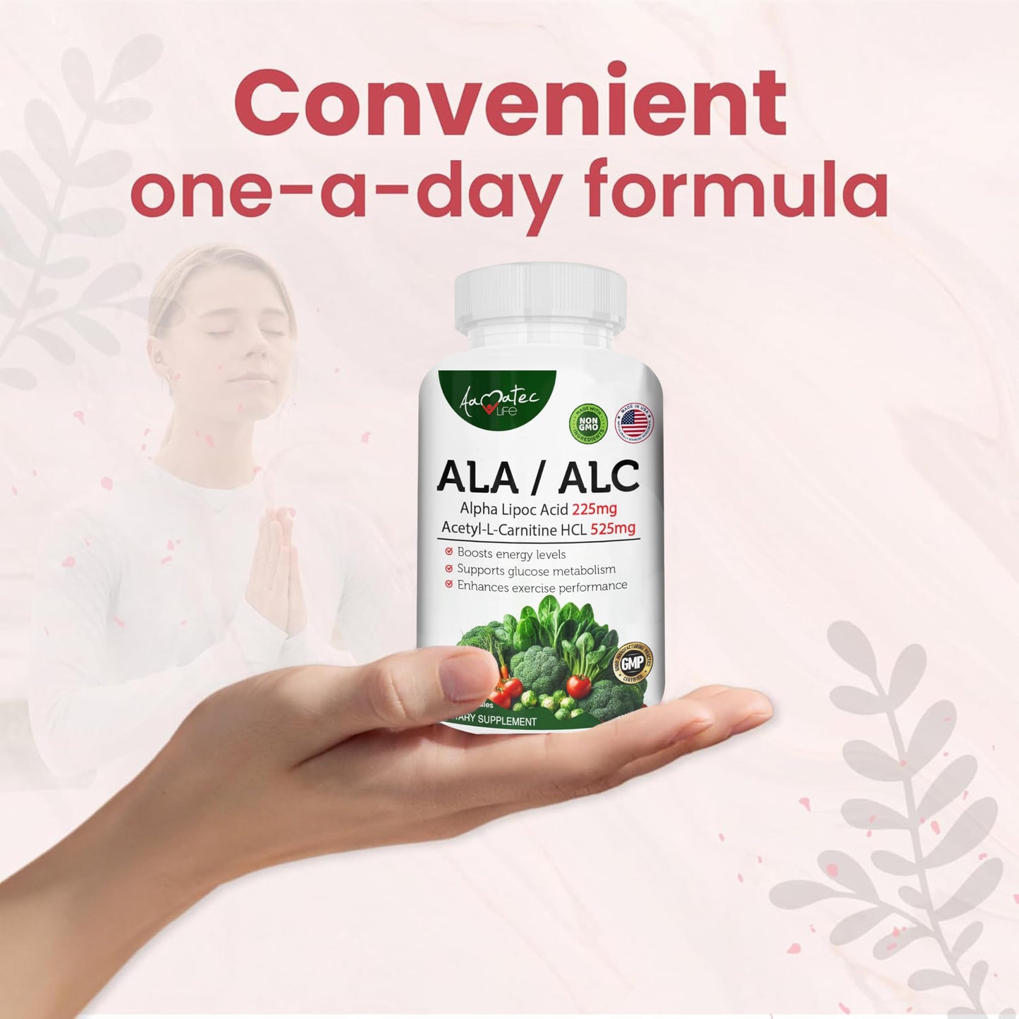 AAMATEC LIFE ALA/ALC High Potency Formula Alpha Lipoic Acid and Acetyl-L-Carnitine HCl Capsules, 60 Count